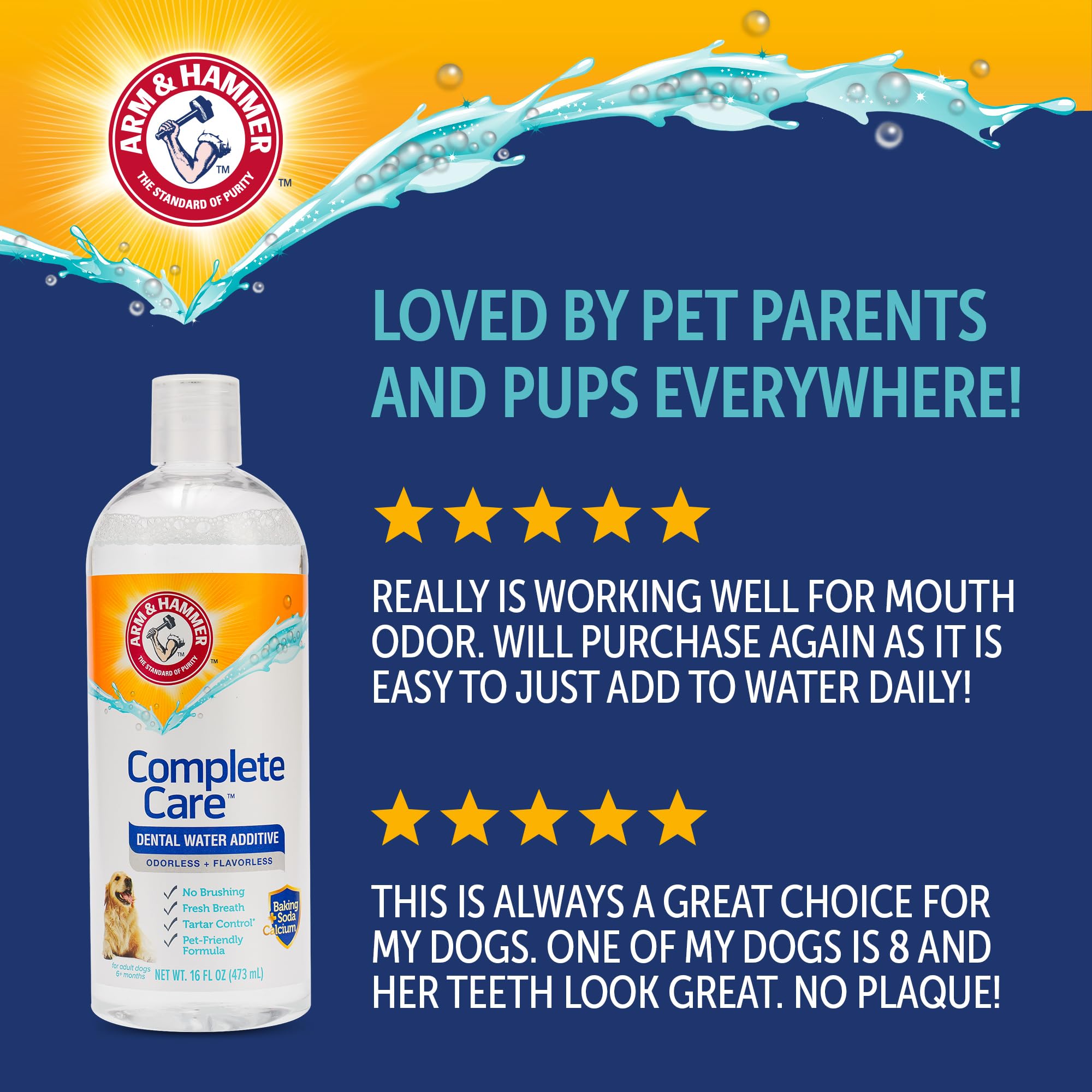 Arm & Hammer aditivo dental para perros; apto para todas las razas.