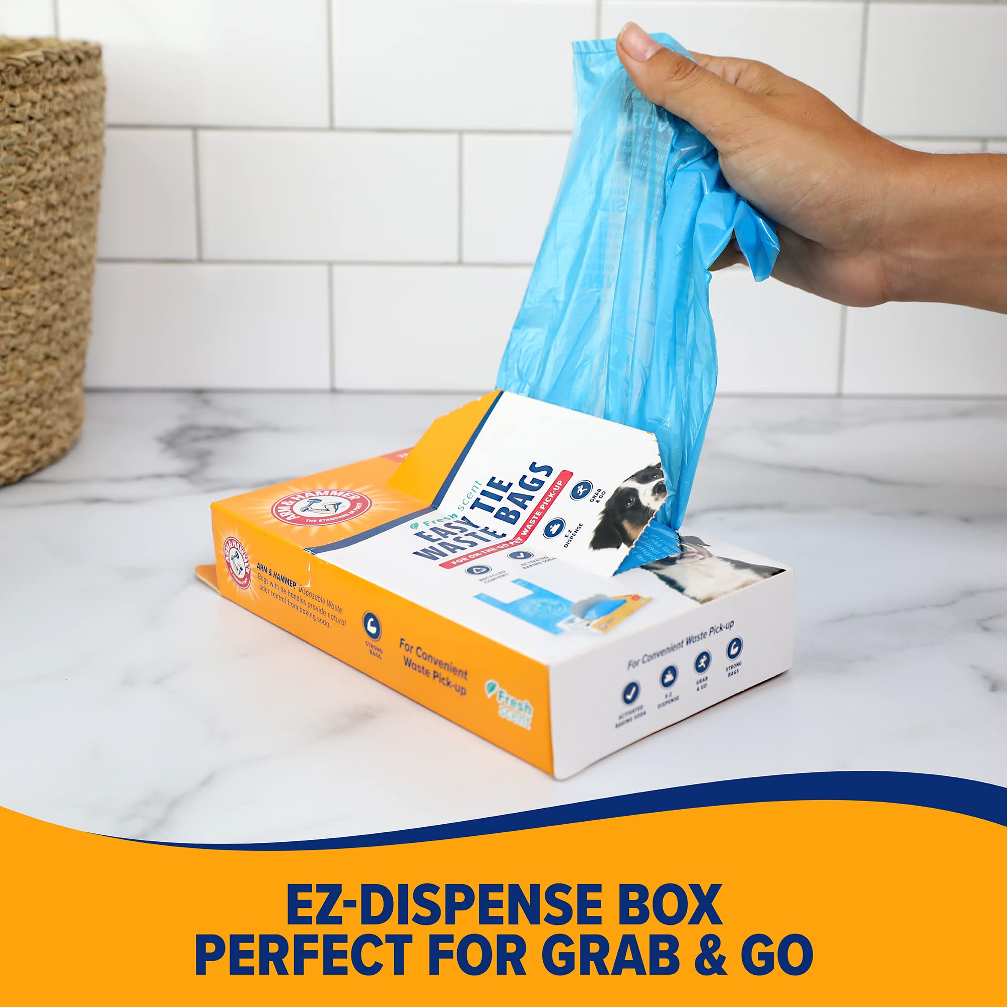 Diseño resistente de Arm & Hammer Easy-Tie con gramaje seguro