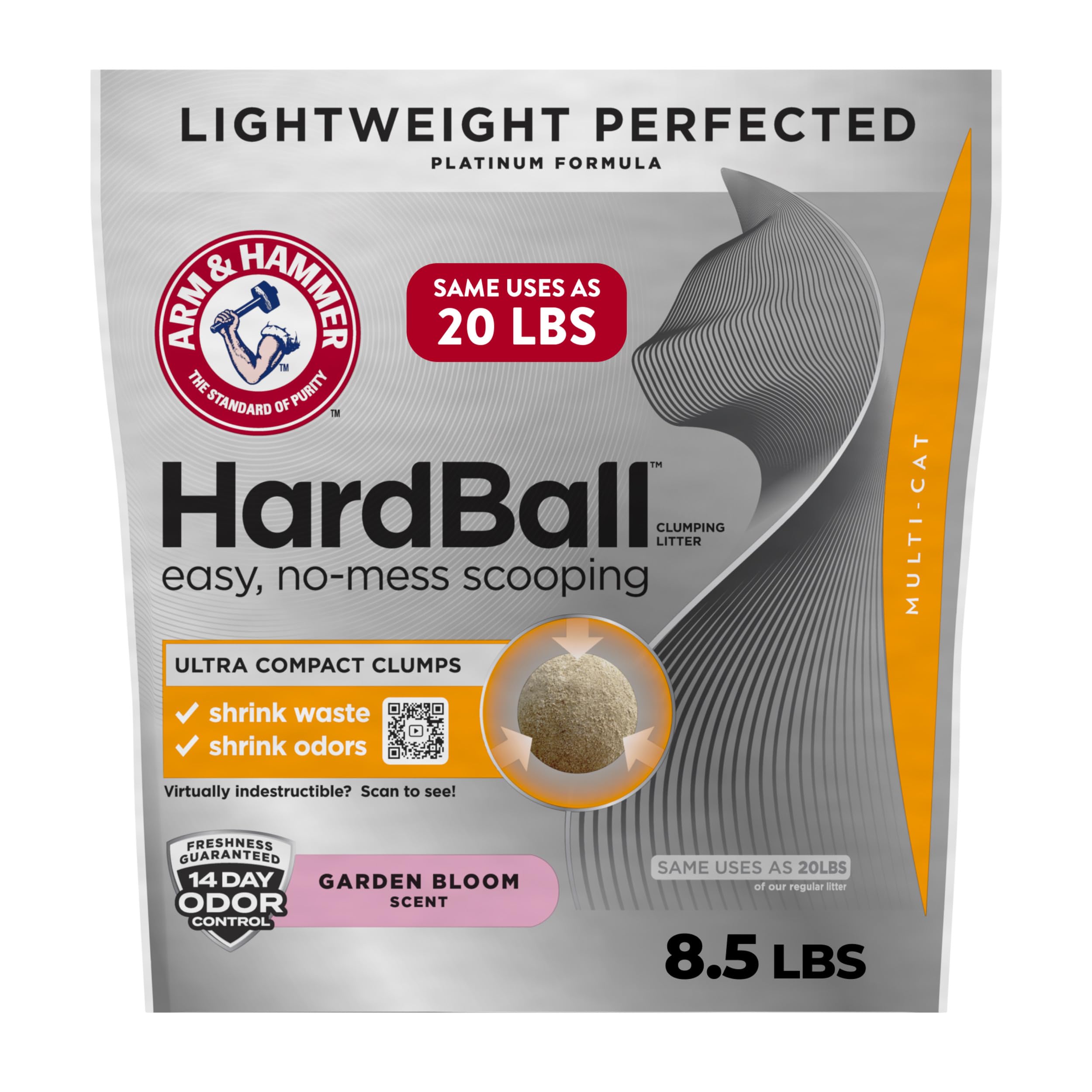 ARM & HAMMER Hardball mostrando aglomeraciones-compactas para limpieza rápida