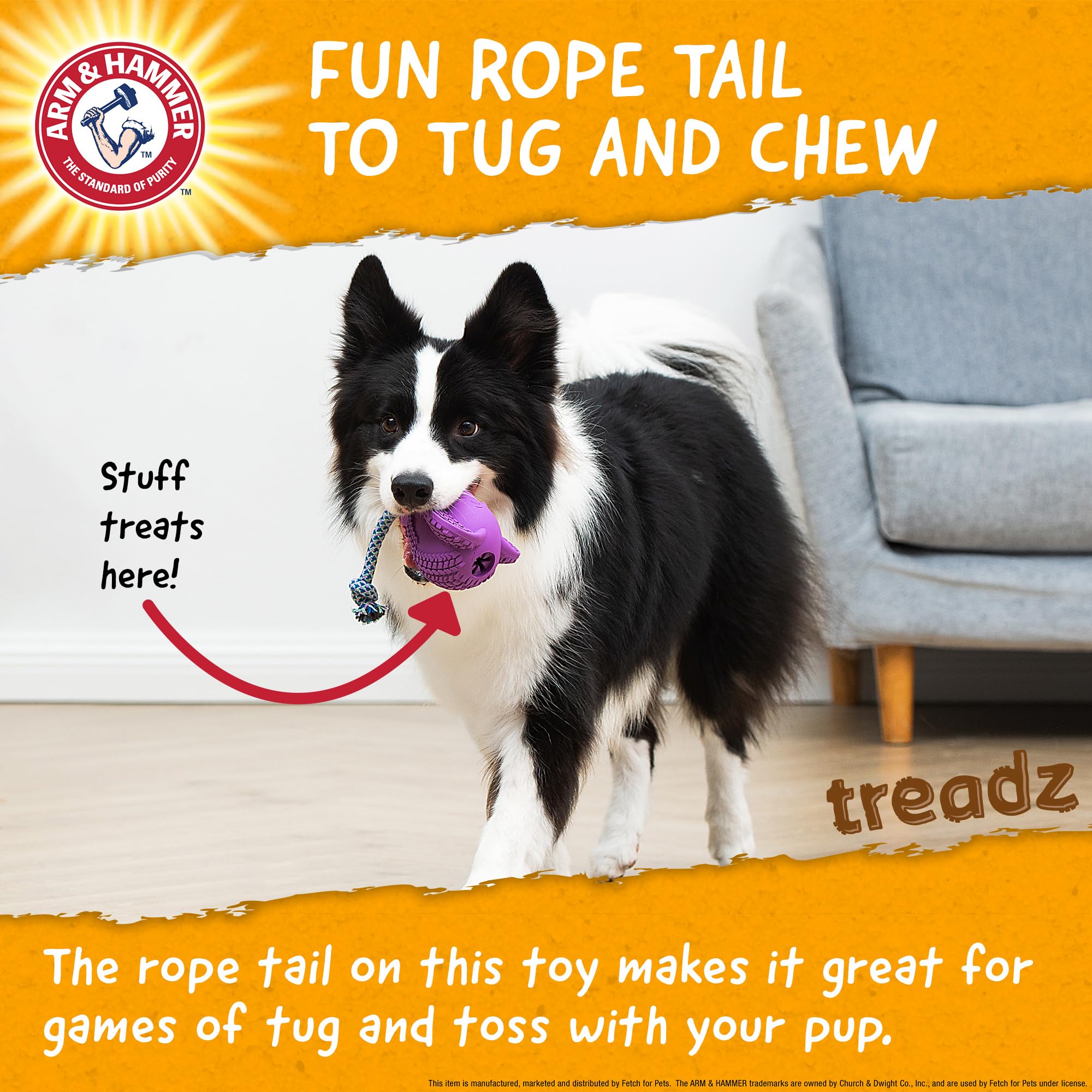 Arm & Hammer Elephant Treadz, sin chirrido ni relleno, uso silencioso para perros activos.