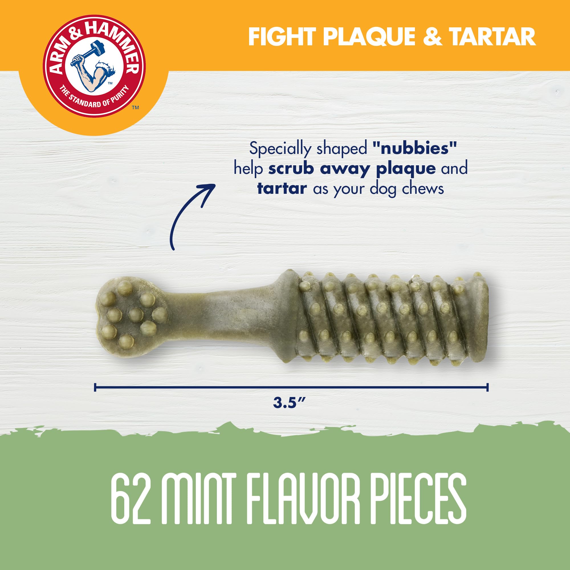 Arm & Hammer Nubbies dentales: paquete de 62 unidades para uso diario.