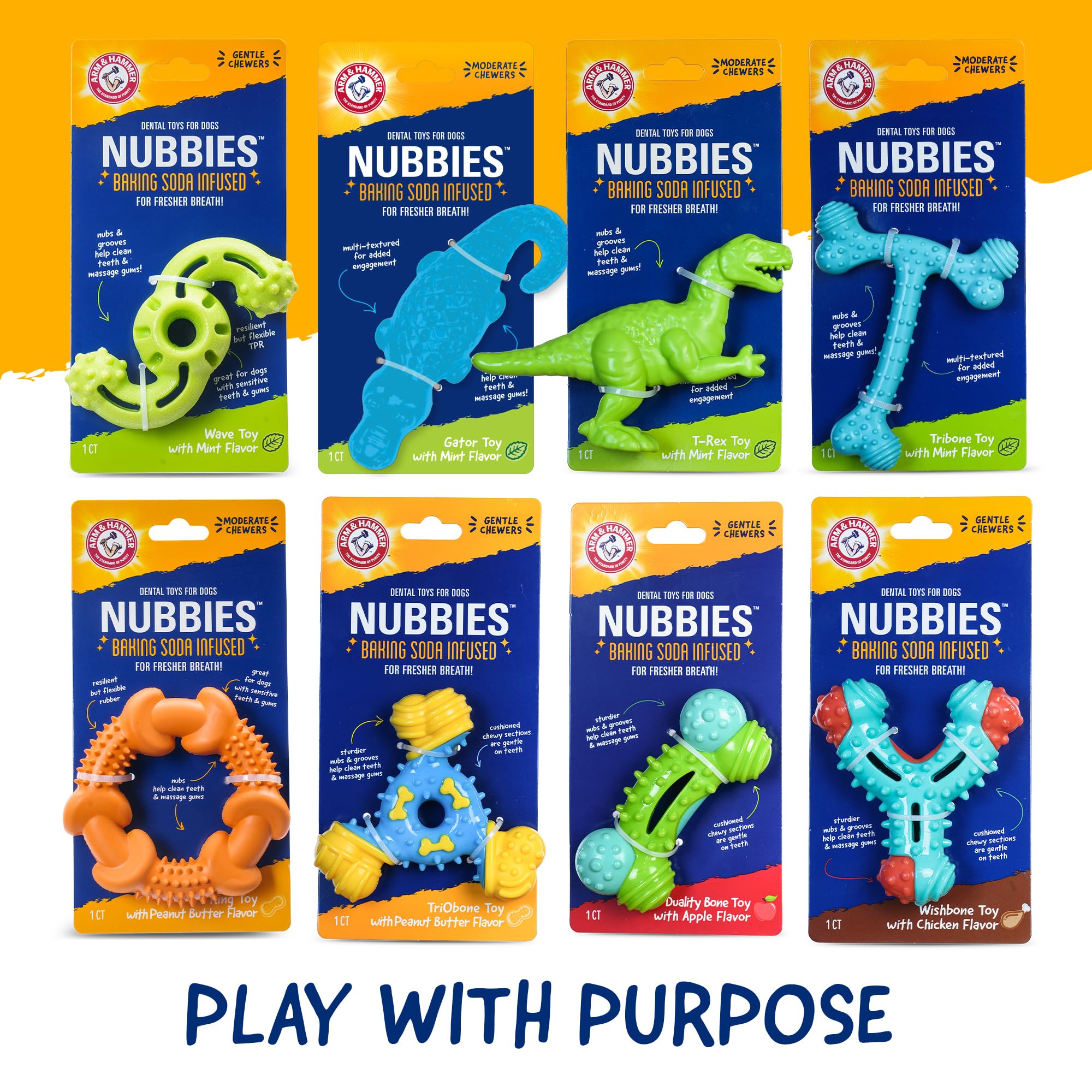 Arm & Hammer Nubbies T-Bone, diseño duradero y adecuado para uso supervisado en casa.