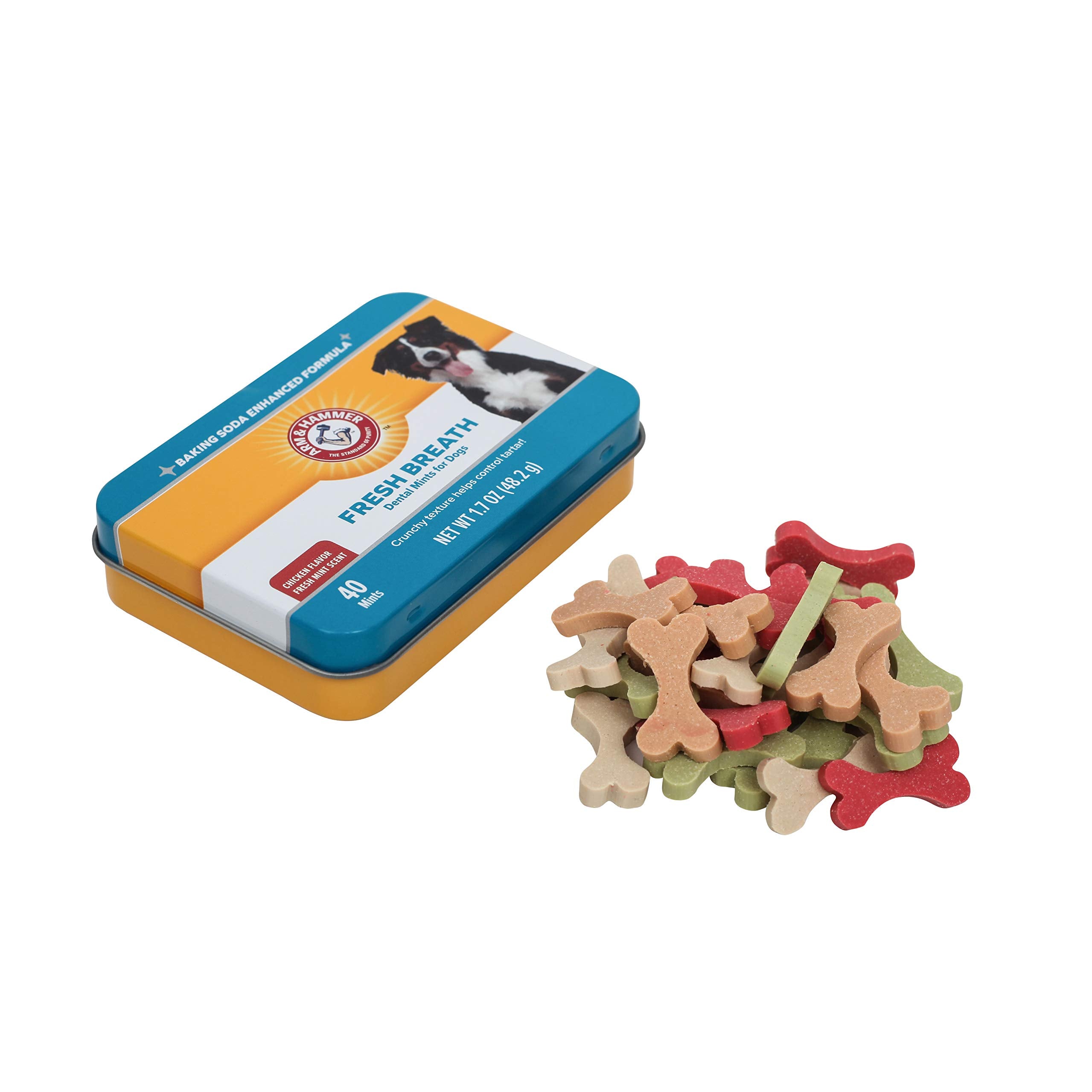 Arm & Hammer para Mascotas menta dental; perro disfruta masticando crujiente.