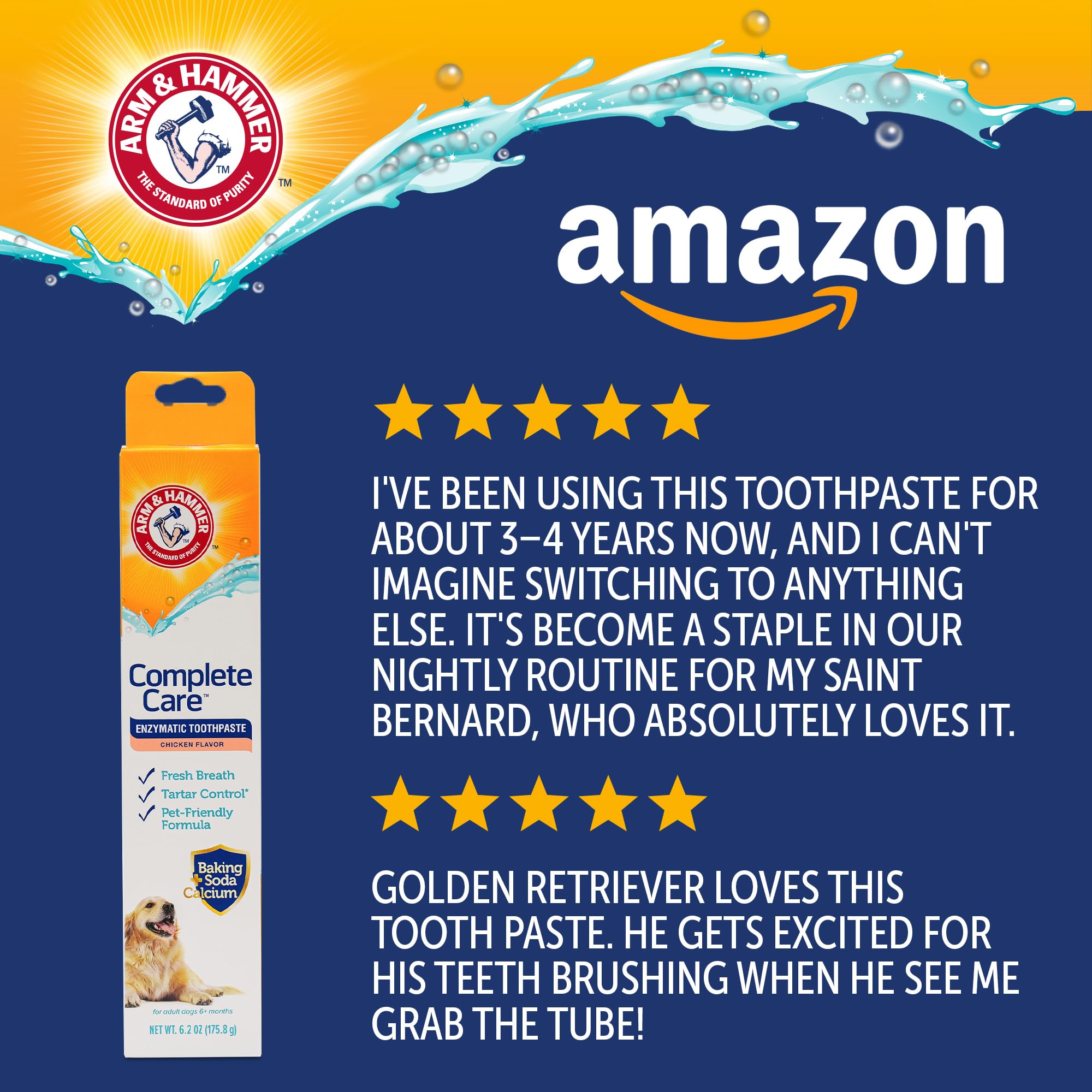 Pasta dental Arm & Hammer sabor pollo, cepillado cómodo.