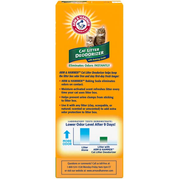 Arm & Hammer desodorante para arena de gatos, evita que los grumos se peguen al fondo de caja.