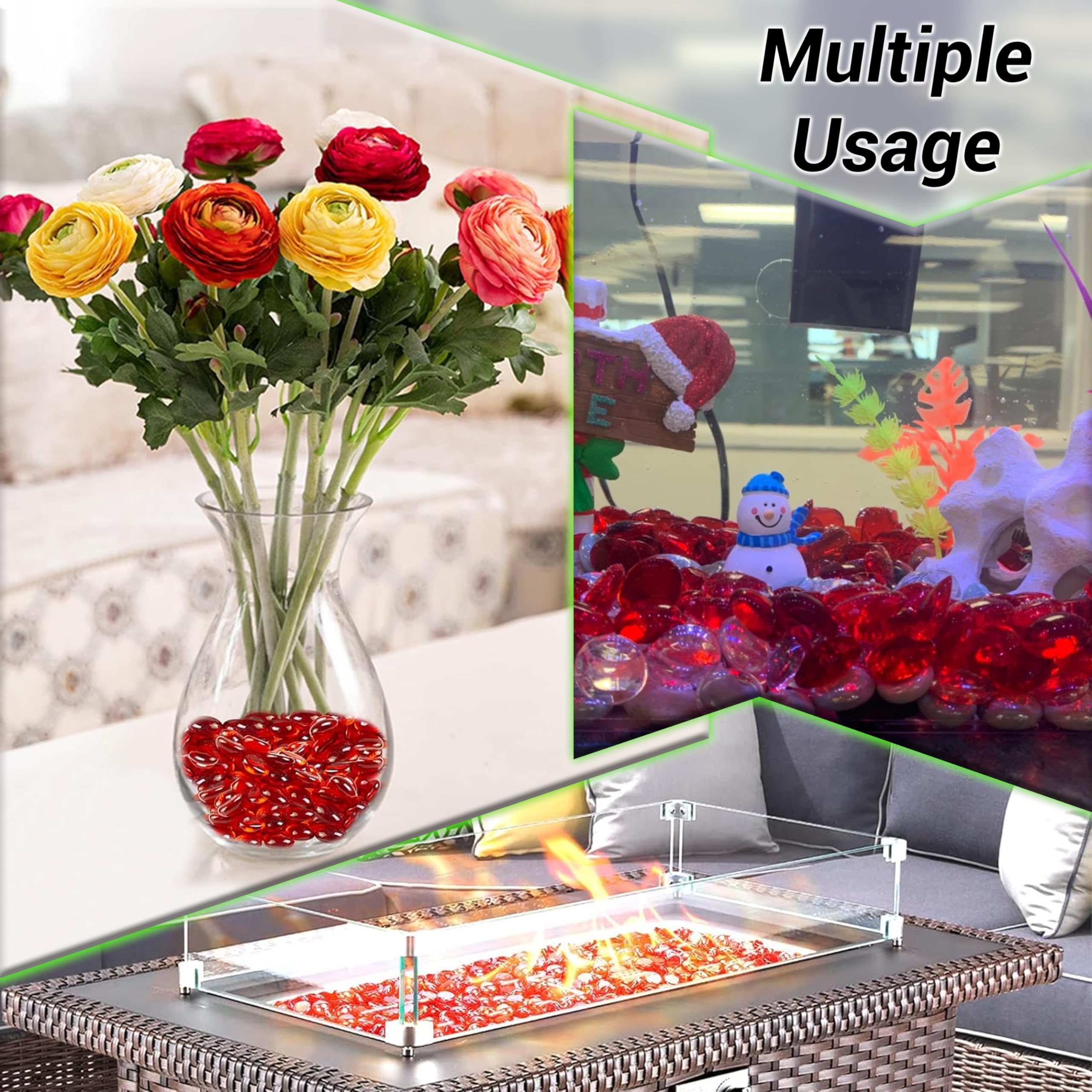 ARSUK piedras de cristal rojas para centros de mesa, detalle decorativo