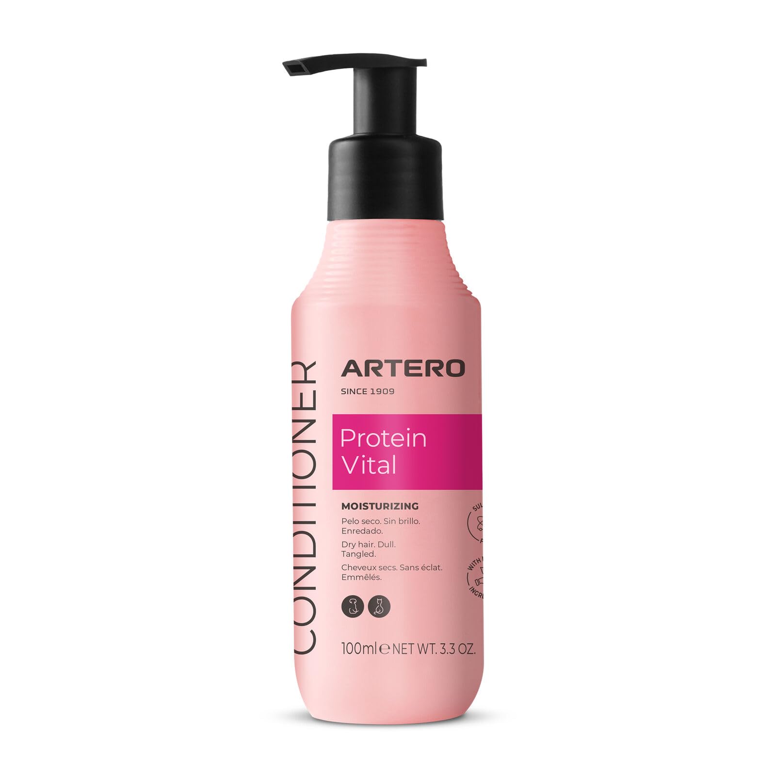 Artero Proteína Vital: bote vertido; hidrata profundamente y mejora elasticidad del pelaje