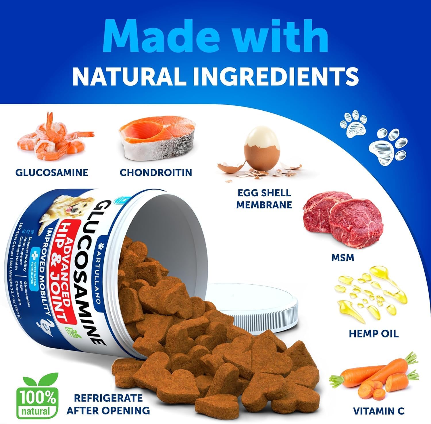 Artullano Glucosamina para perros: enfoque en articulaciones de razas grandes