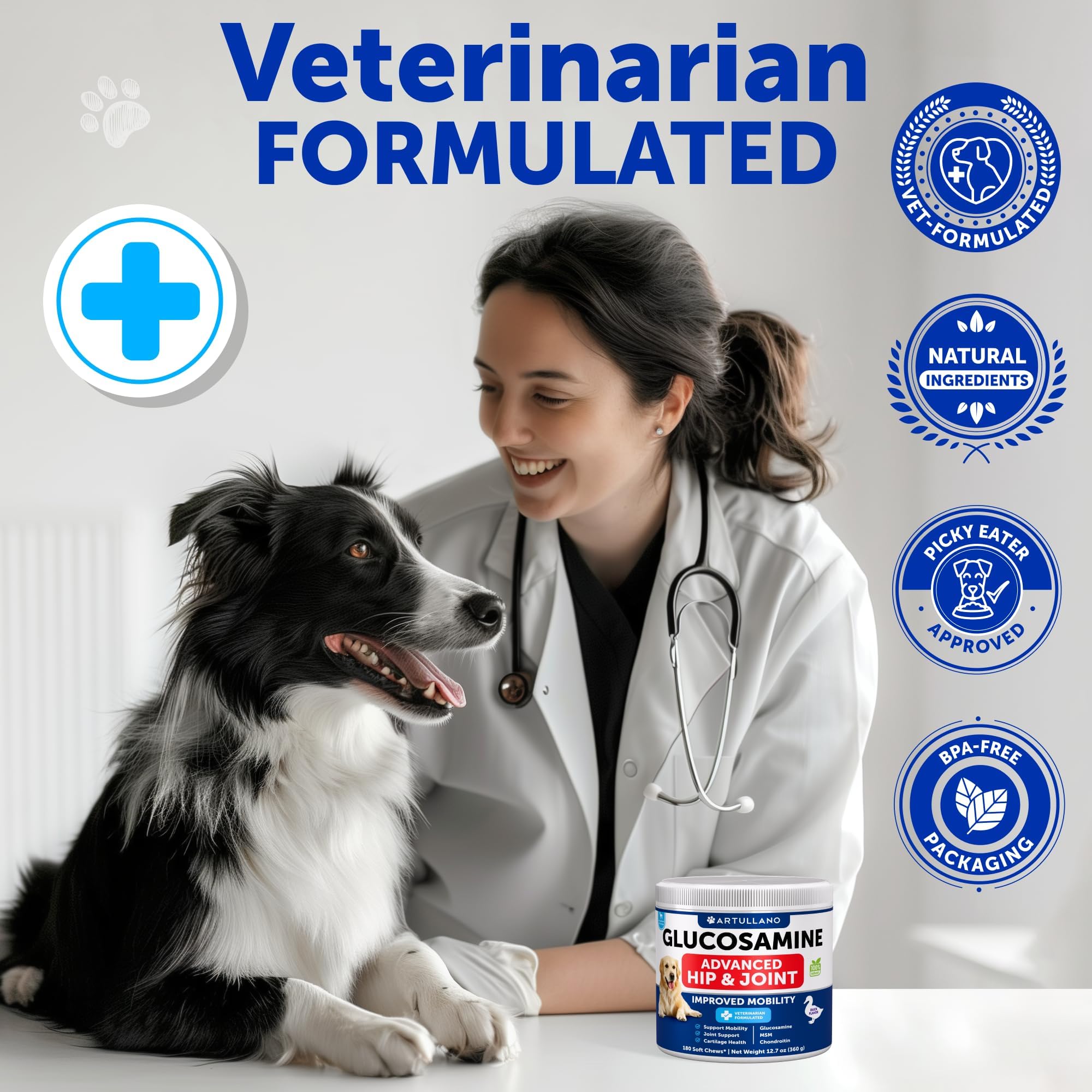 Artullano Glucosamina para perros: caja de presentación para fácil almacenamiento