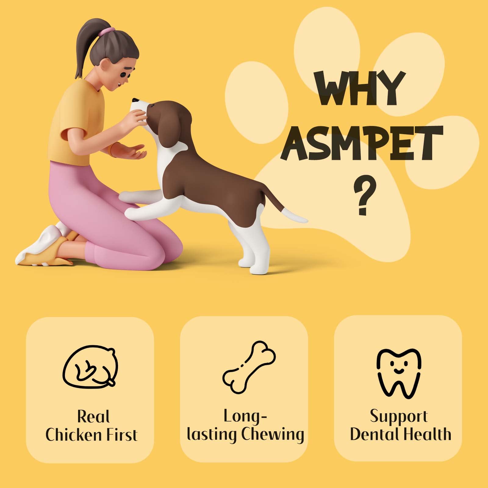 ASMPET huesos nudo de pollo: entretenimiento saludable para perros.