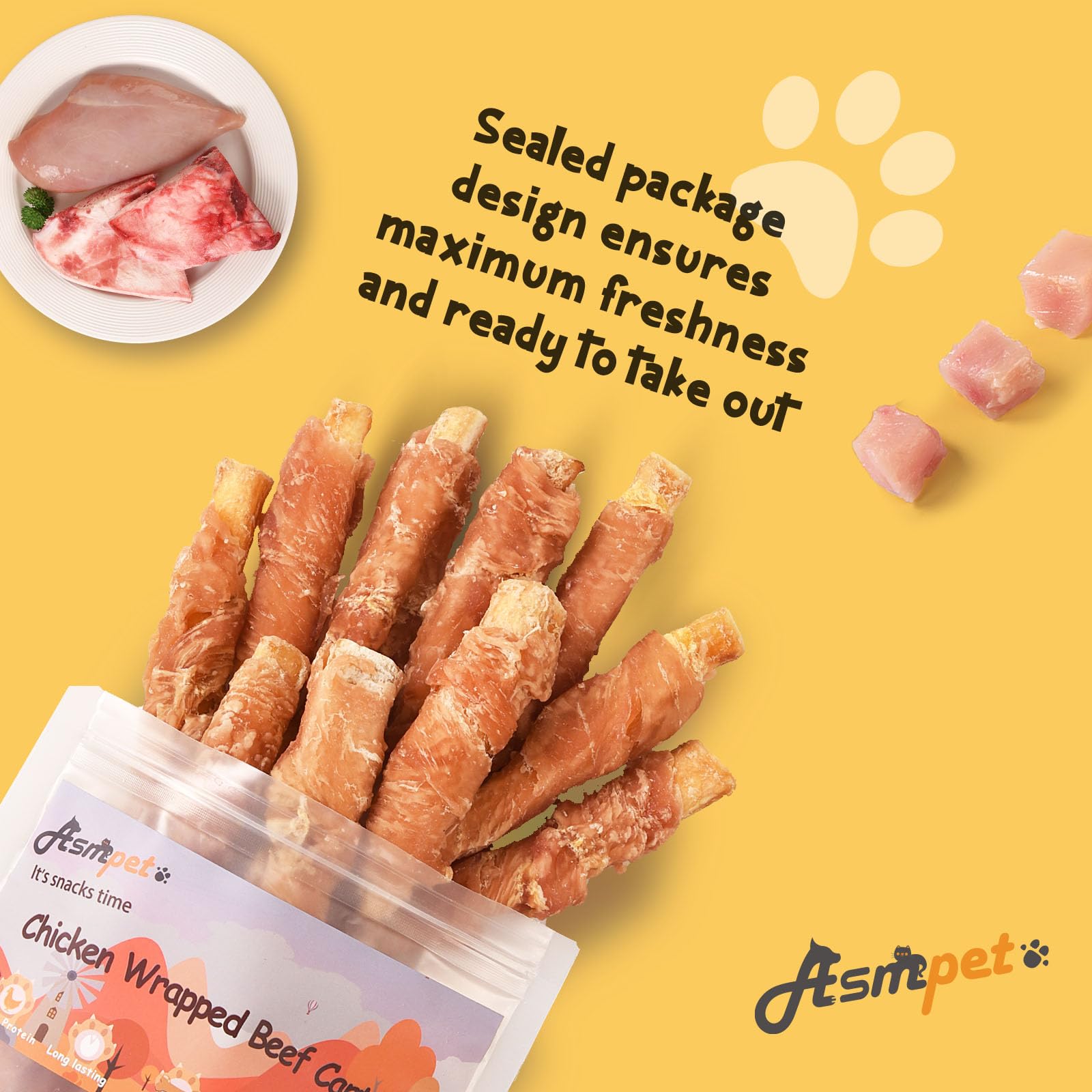 ASMPET proteína y calcio, snack natural para perros activos