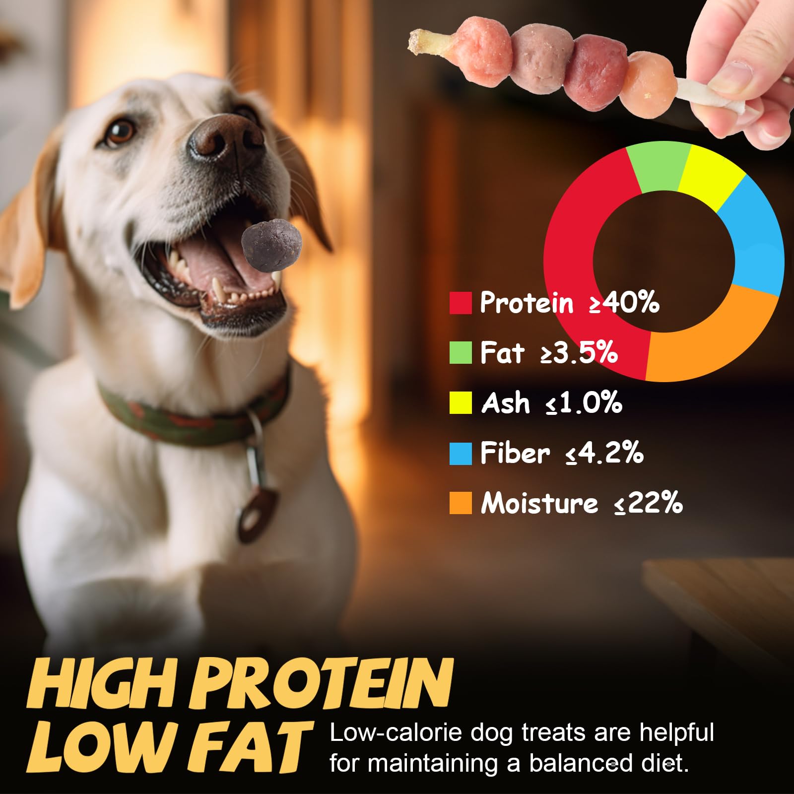 ASMPET snacks ricos en proteínas con omega-3 para crecimiento y salud.