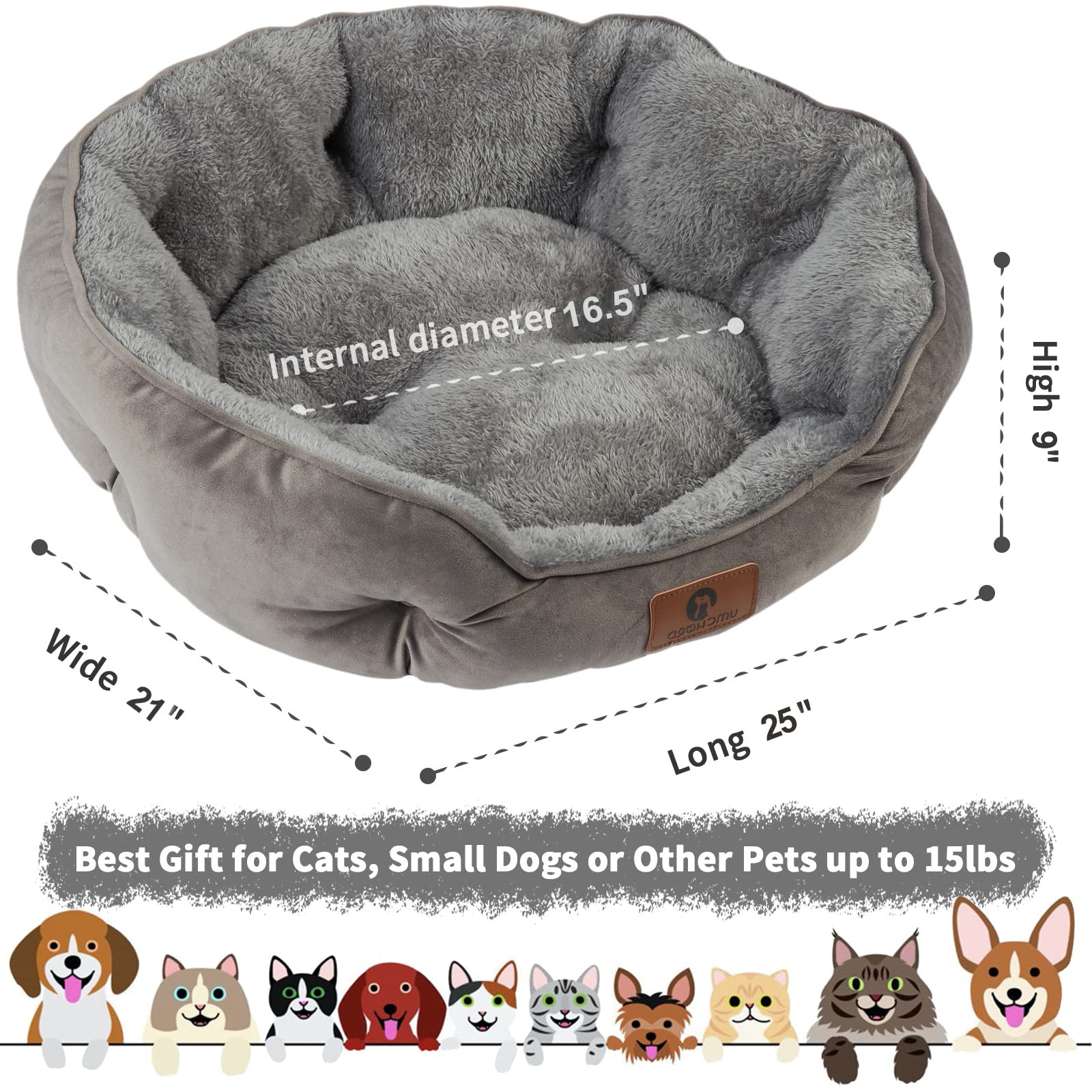 Asvin cama para perro media, fondo antideslizante mantiene la cama estable.