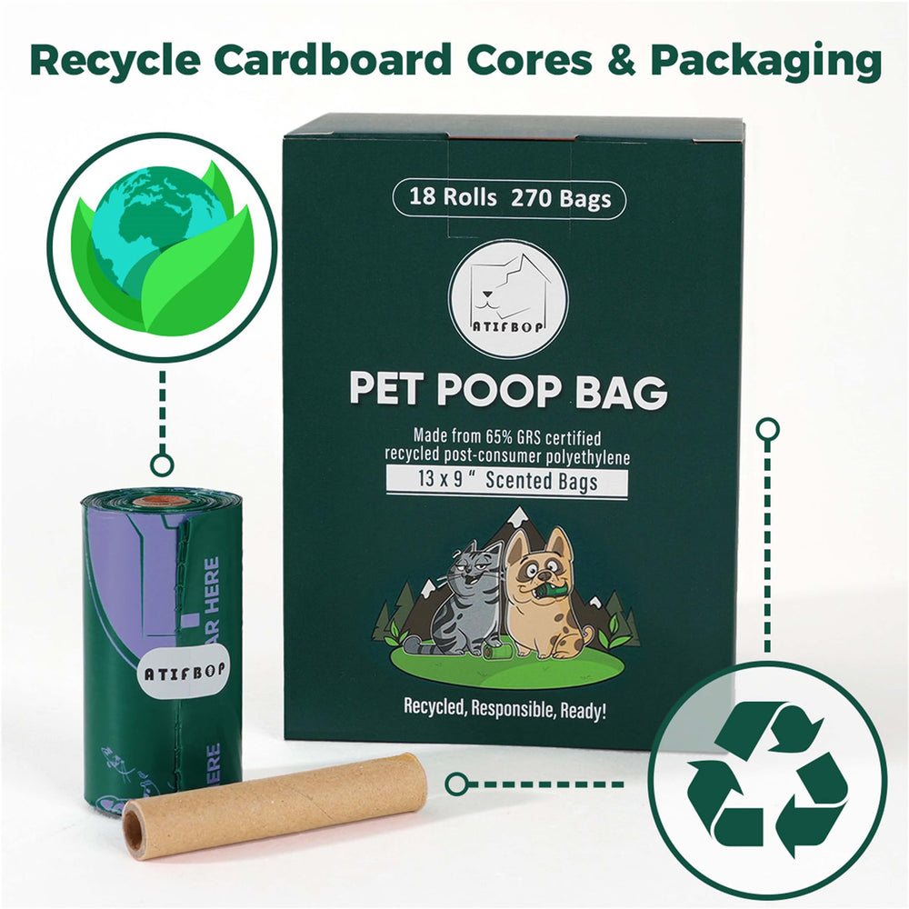 ATIFBOP bolsas hechas con 65% plástico reciclado para una opción sostenible.