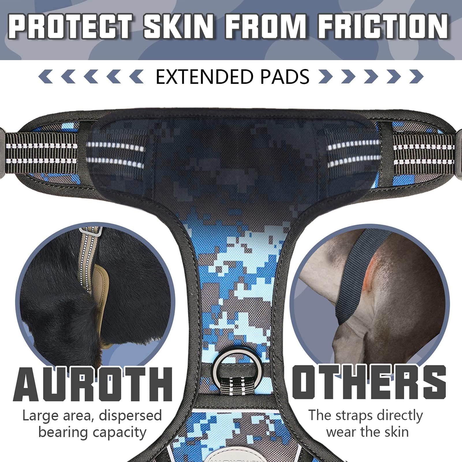 AUROTH arnés control máximo con dos puntos de enganche, ideal para entrenamiento.