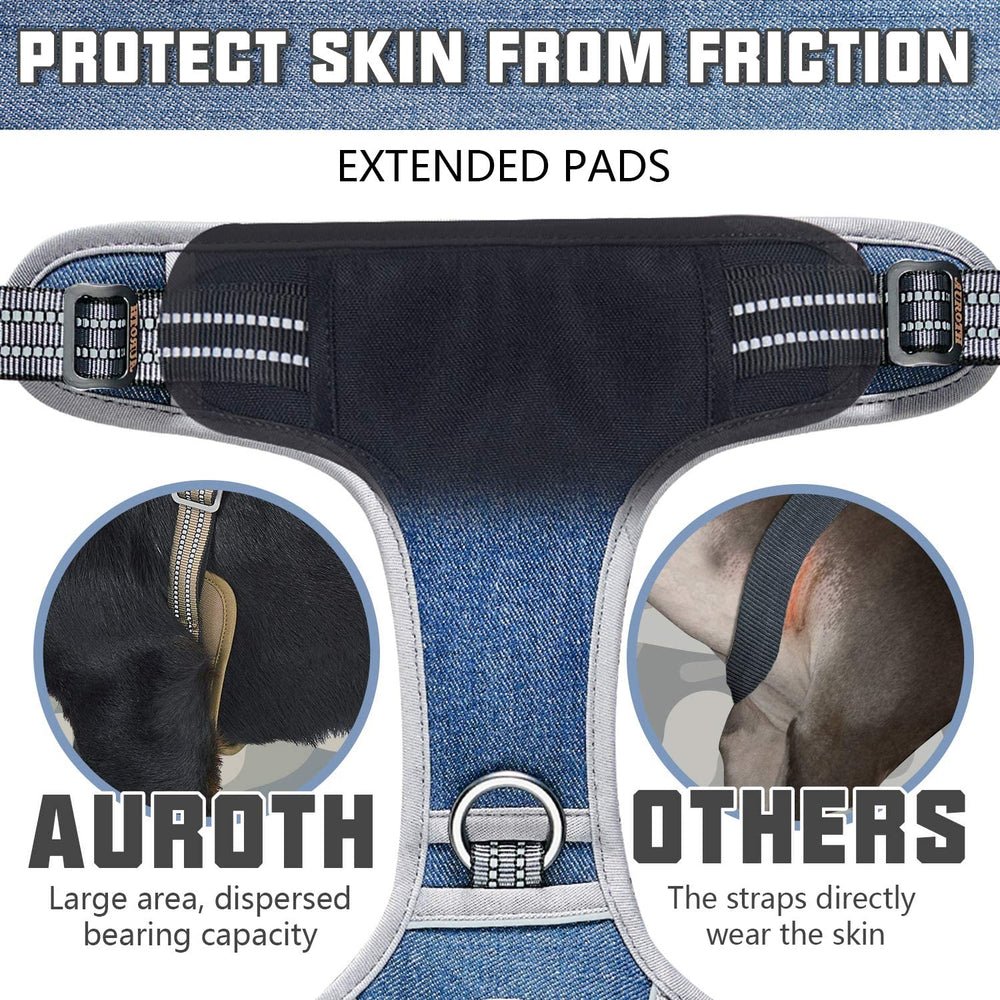 AUROTH arnés táctico para perro denim azul, sistema MOLLE para equipo adicional.
