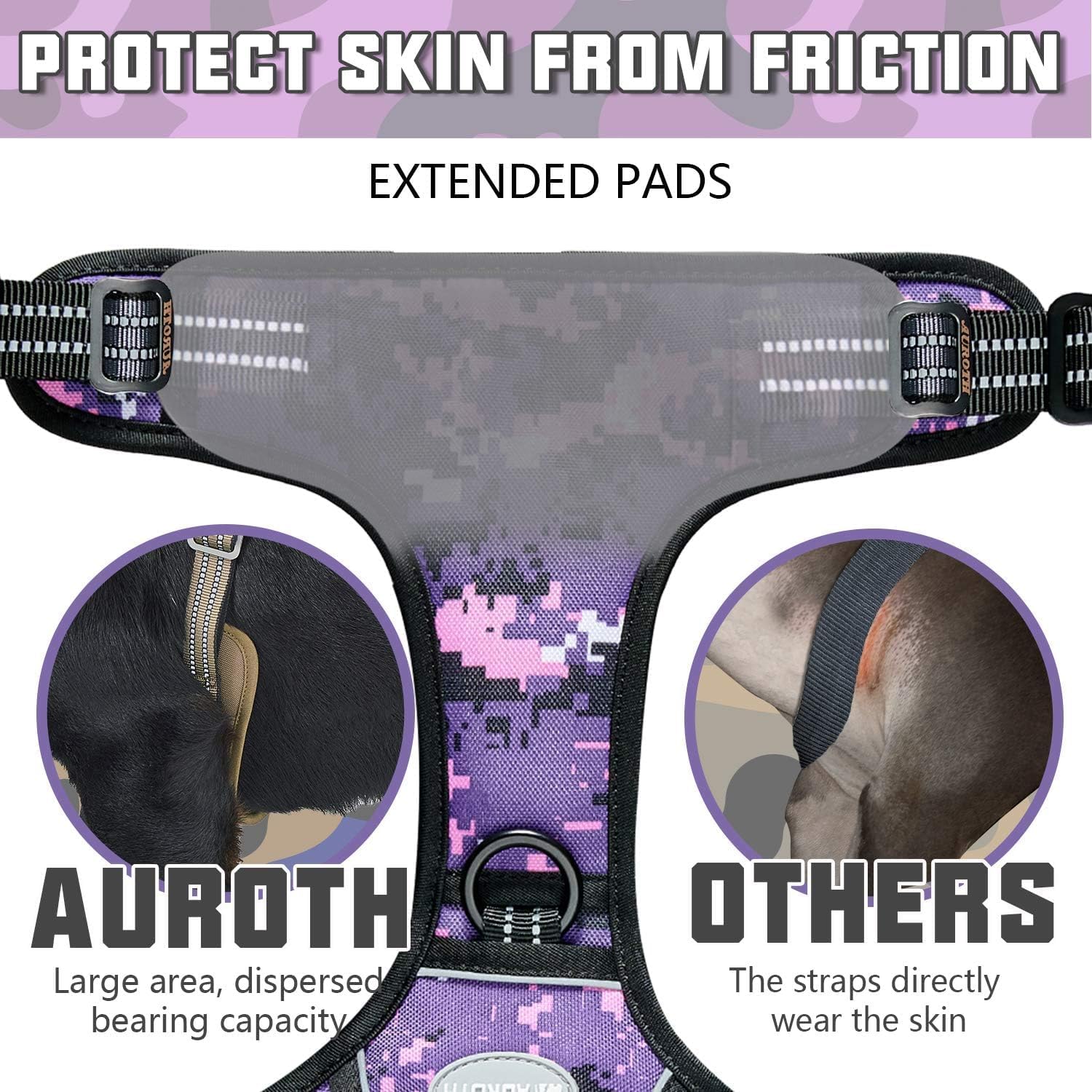 AUROTH arnés-táctico duradero para perros con costuras reforzadas y malla transpirable.