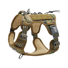 Arnés táctico AUROTH camuflaje woodland para perro pequeño, cómodo para paseos.