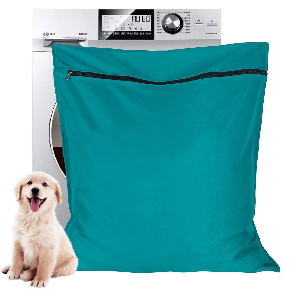 AUXSOUL bolsa de lavado para mascotas 65x70 cm protege prendas y evita pelos.