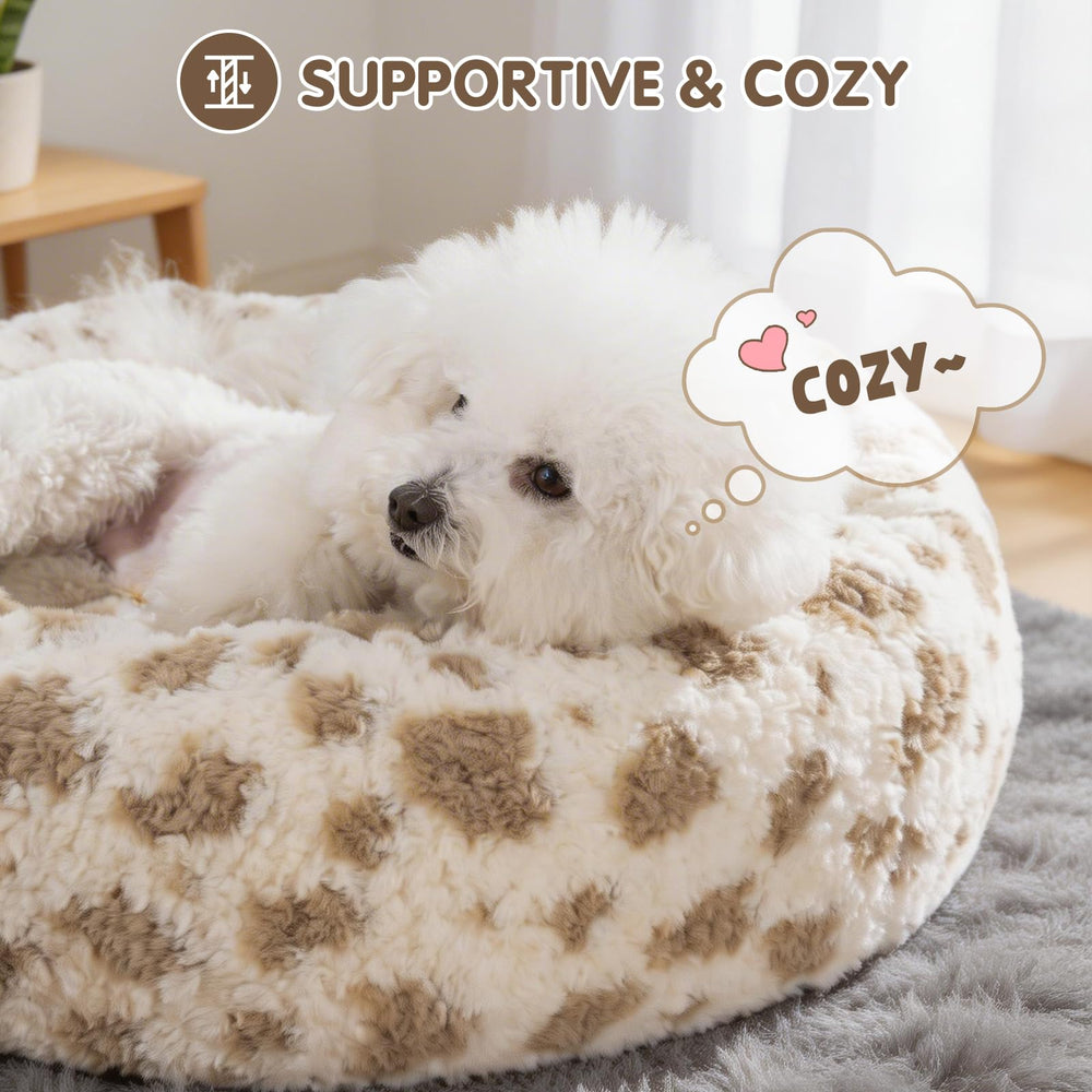 Avont cama para perro redonda, diseño nido que abraza suavemente al animal.