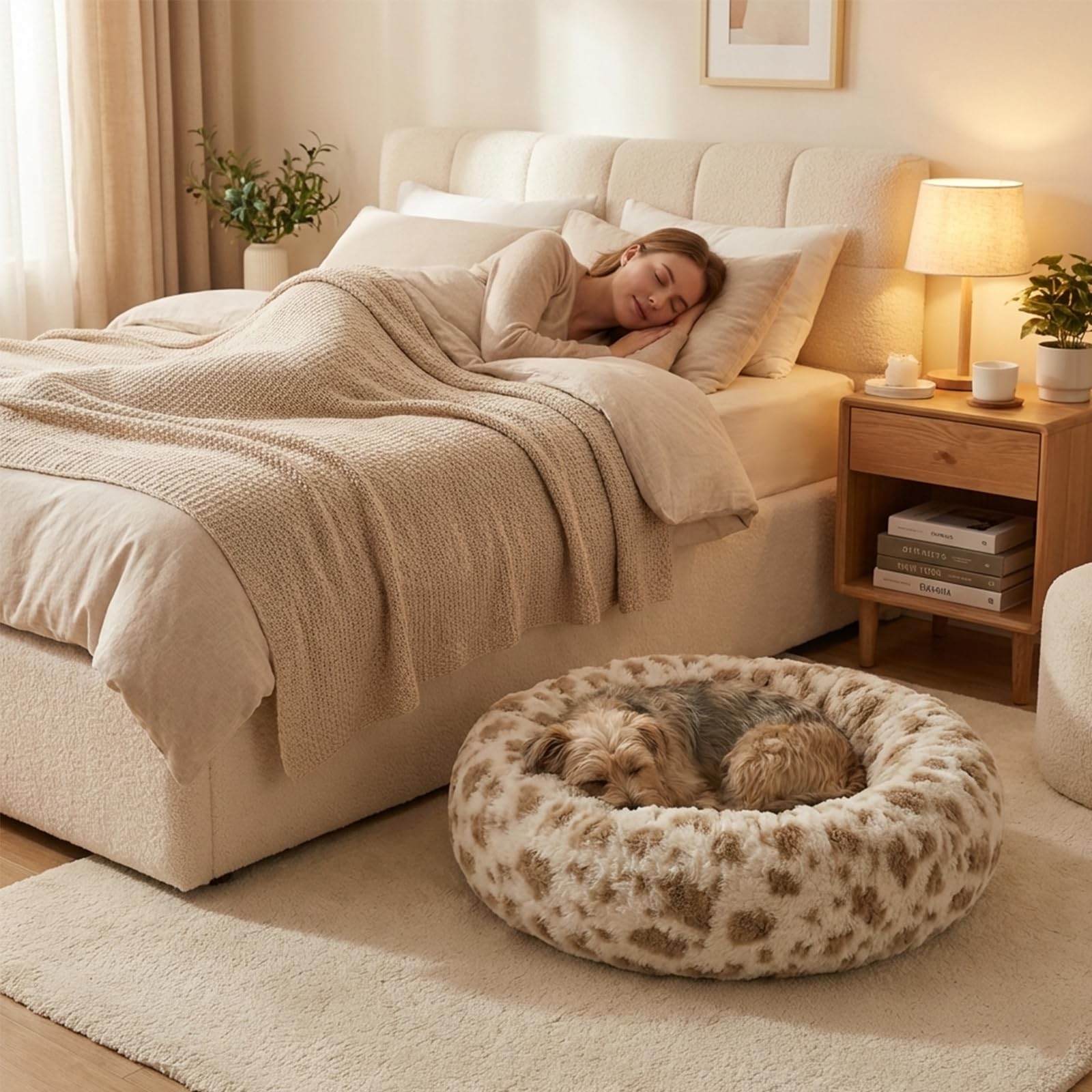 Avont cama para perro redonda, funda lavable para higiene diaria.