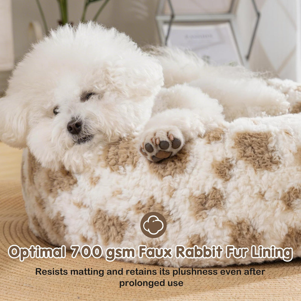 Avont cama para perro redonda, soporte amplio para descanso prolongado.