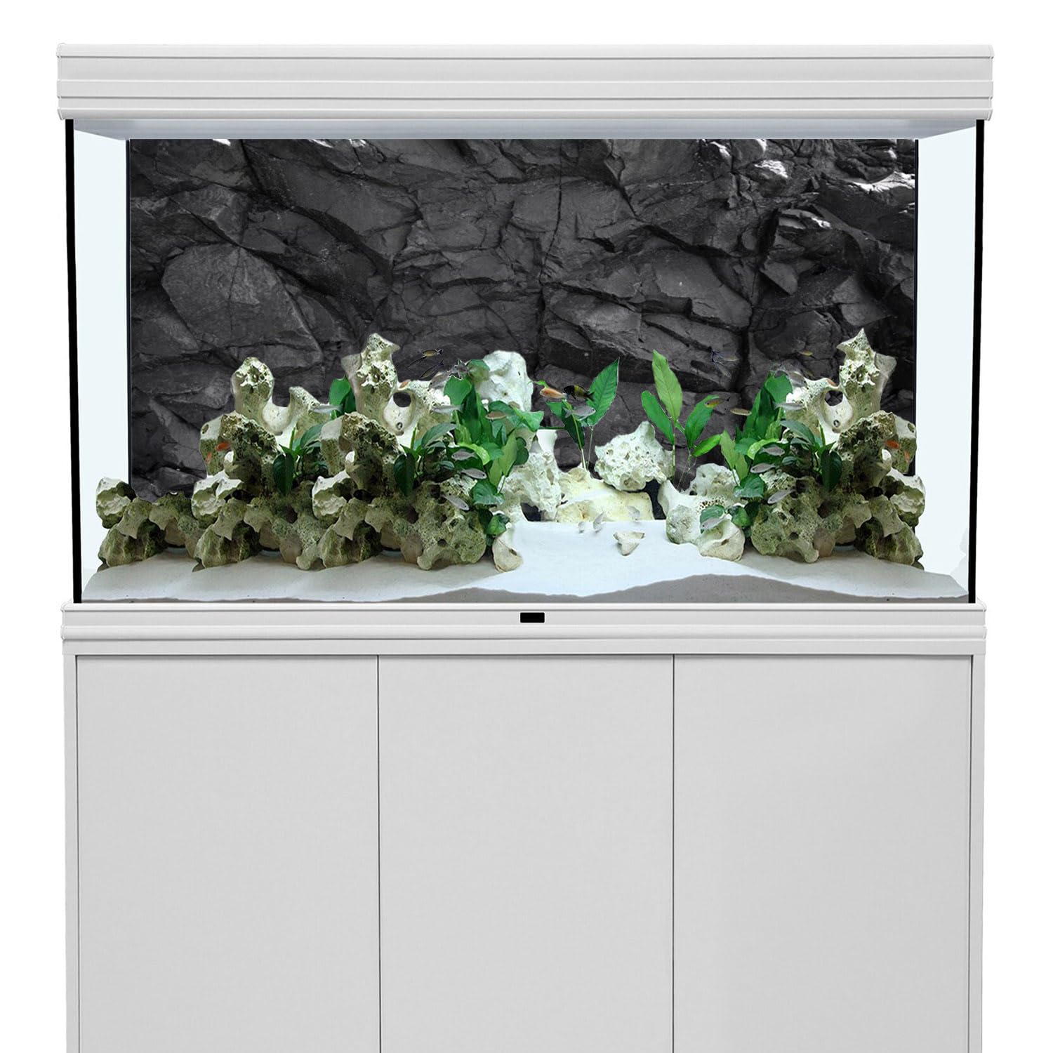 Fondo AWERT de acuario con roca oscura, ideal para un paisaje natural.