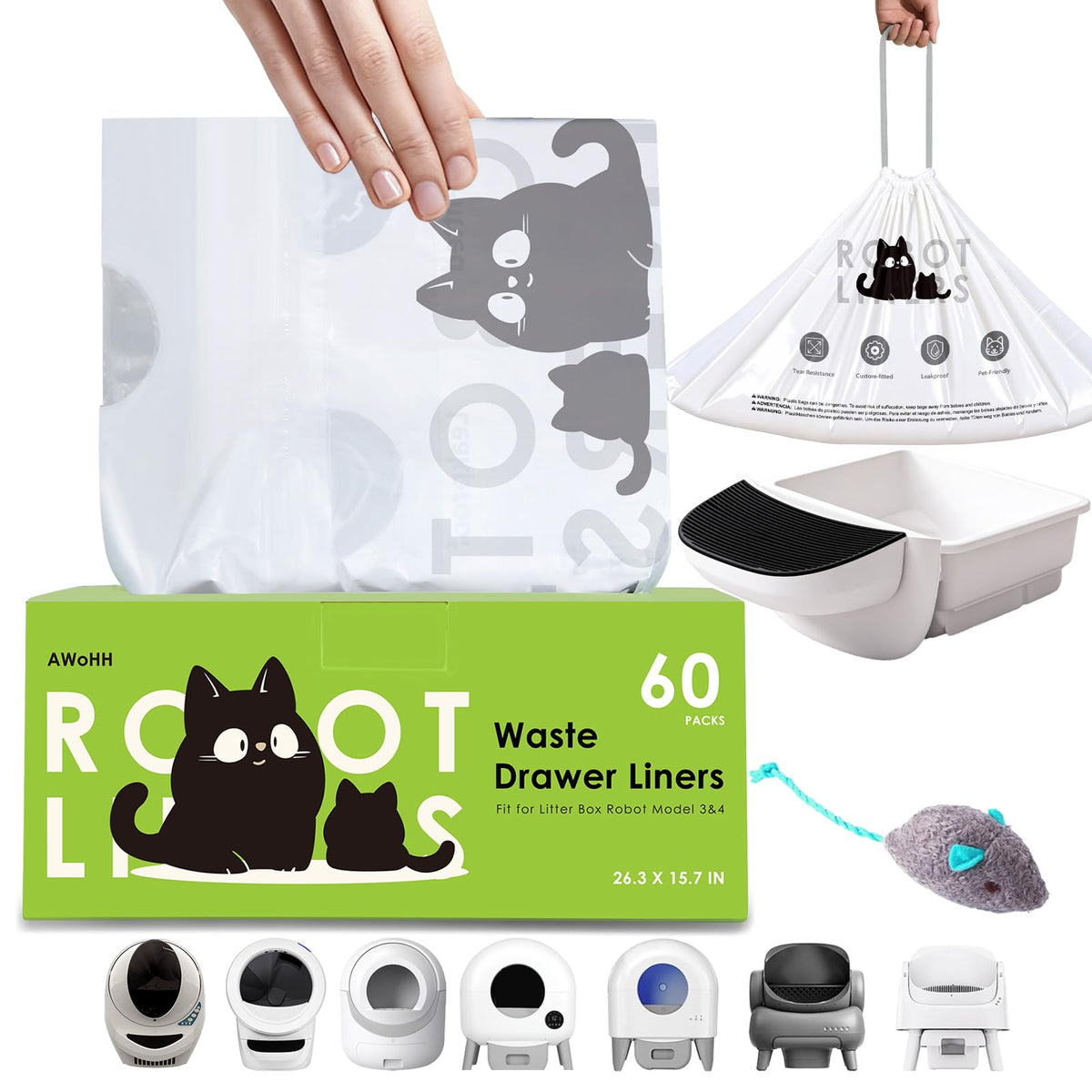 AWoHH bolsas para caja de arena robot 5/4/3 desechos organizados y limpios