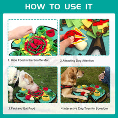 AWOOOF Snuffle Mat doblado en cuenco para servir comida grande.