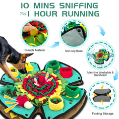 AWOOOF Snuffle Mat mostrando zonas ocultas para premios y snacks.