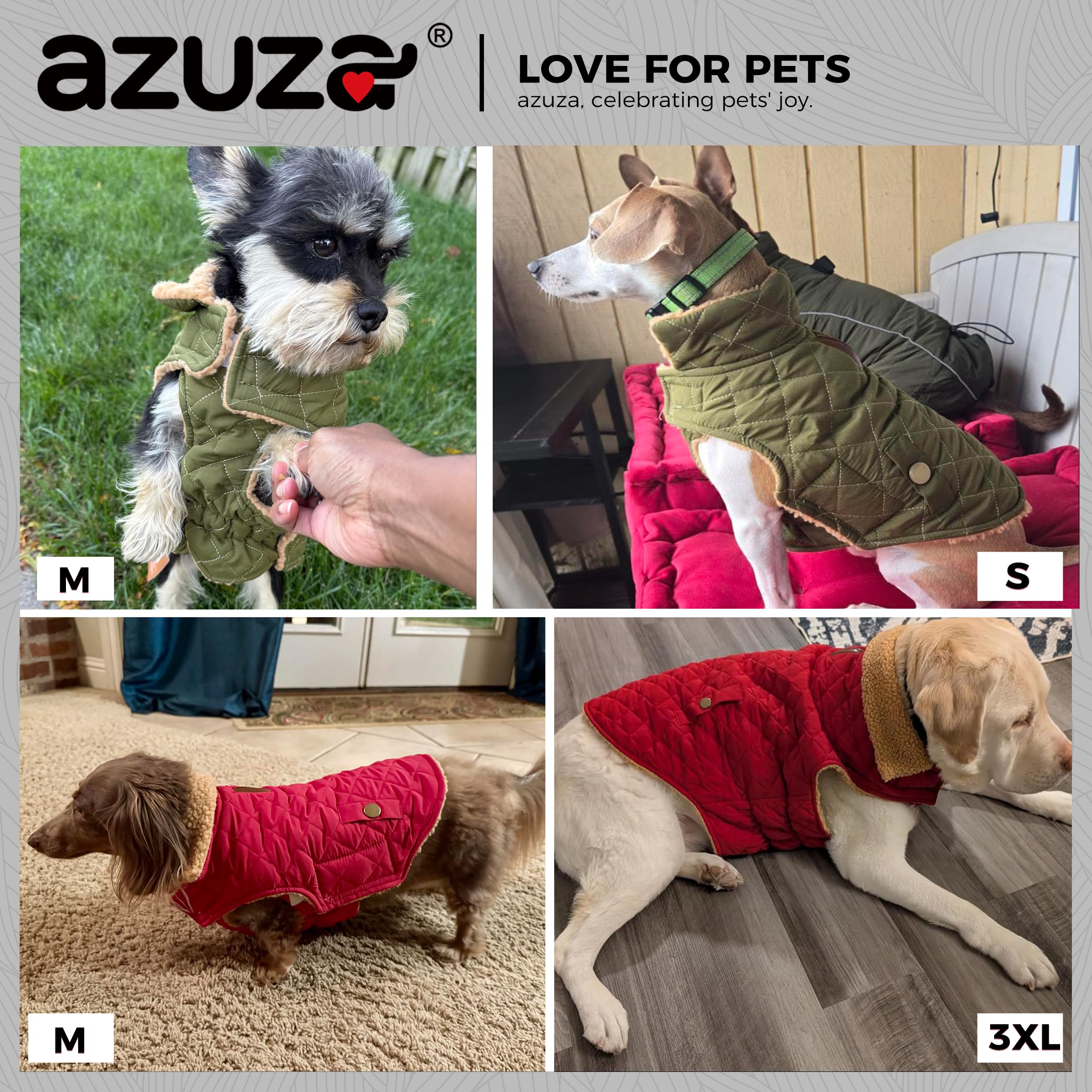 Azuza chaqueta perro cierre de velcro para ajuste rápido