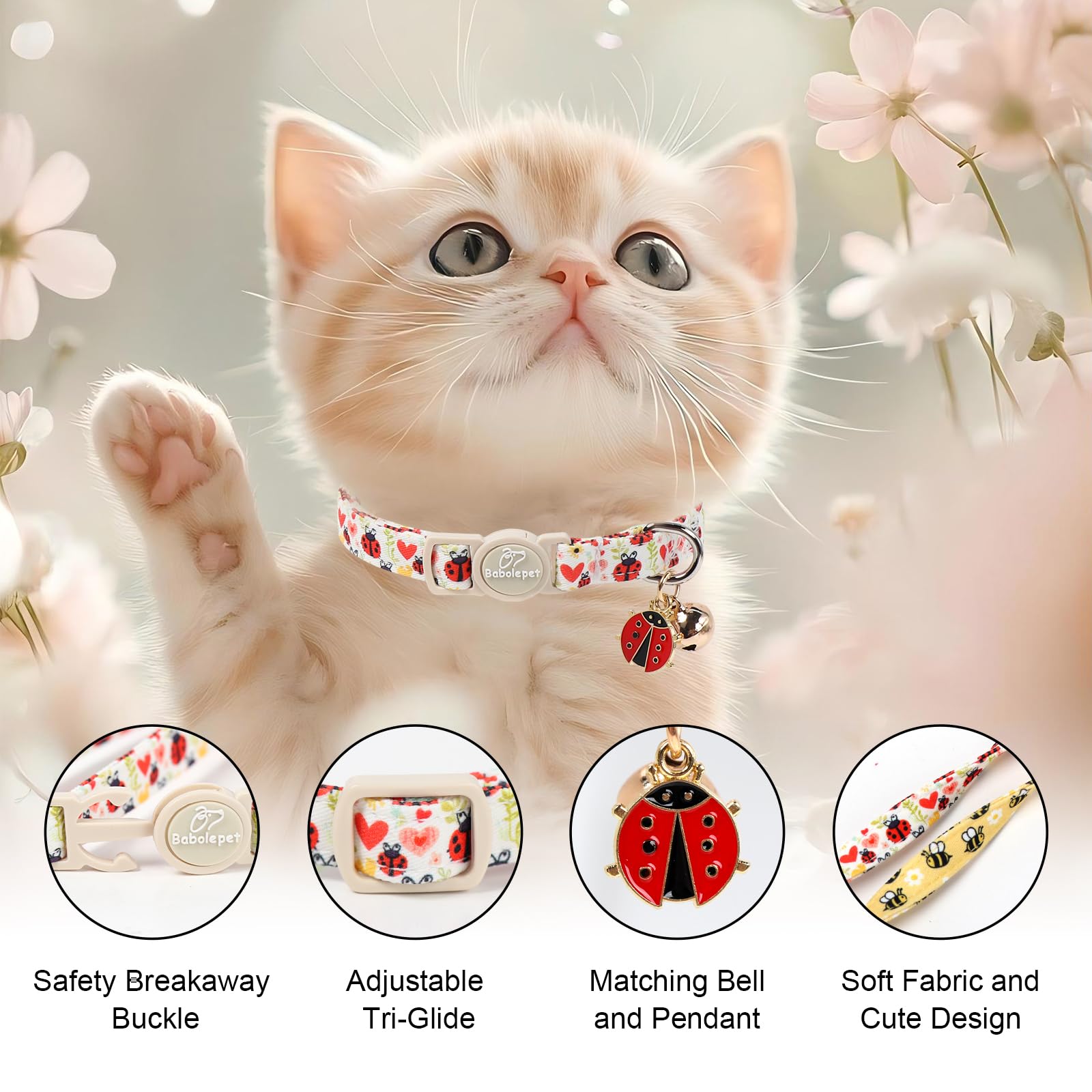 Collar Babole Pet con campana para localizar al gato durante el día.