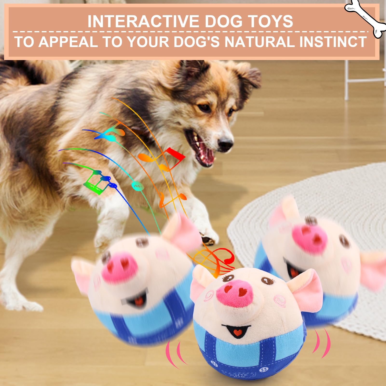 BABORUI cerdito-interactivo-juguete-perro: sonido grabable para captar la atención y animar.