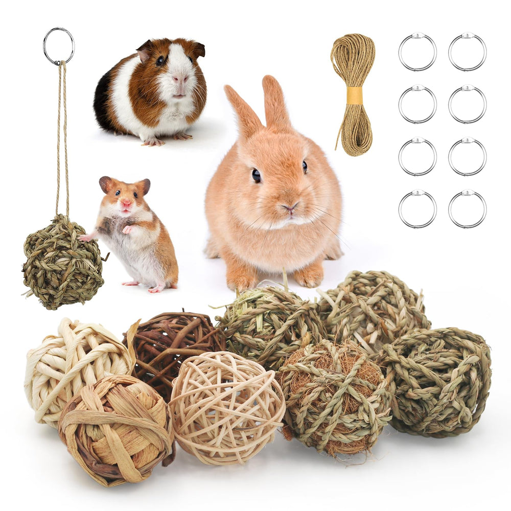 Bac-kitchen bolas de hierba para conejo, tamaño 2-4 pulgadas, masticación natural