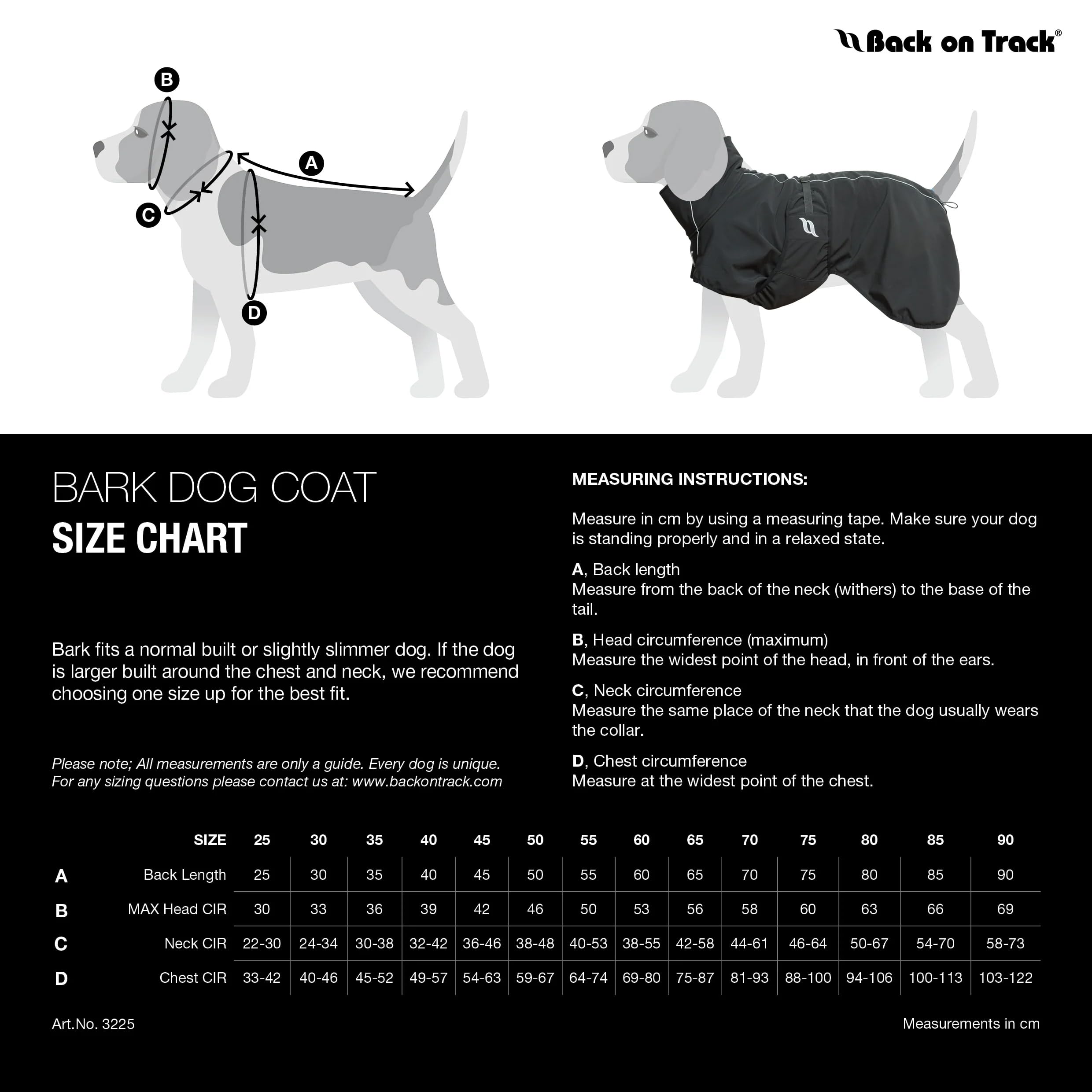 Back on Track Bark Coat para paseos diarios, protección y confort en climas variados
