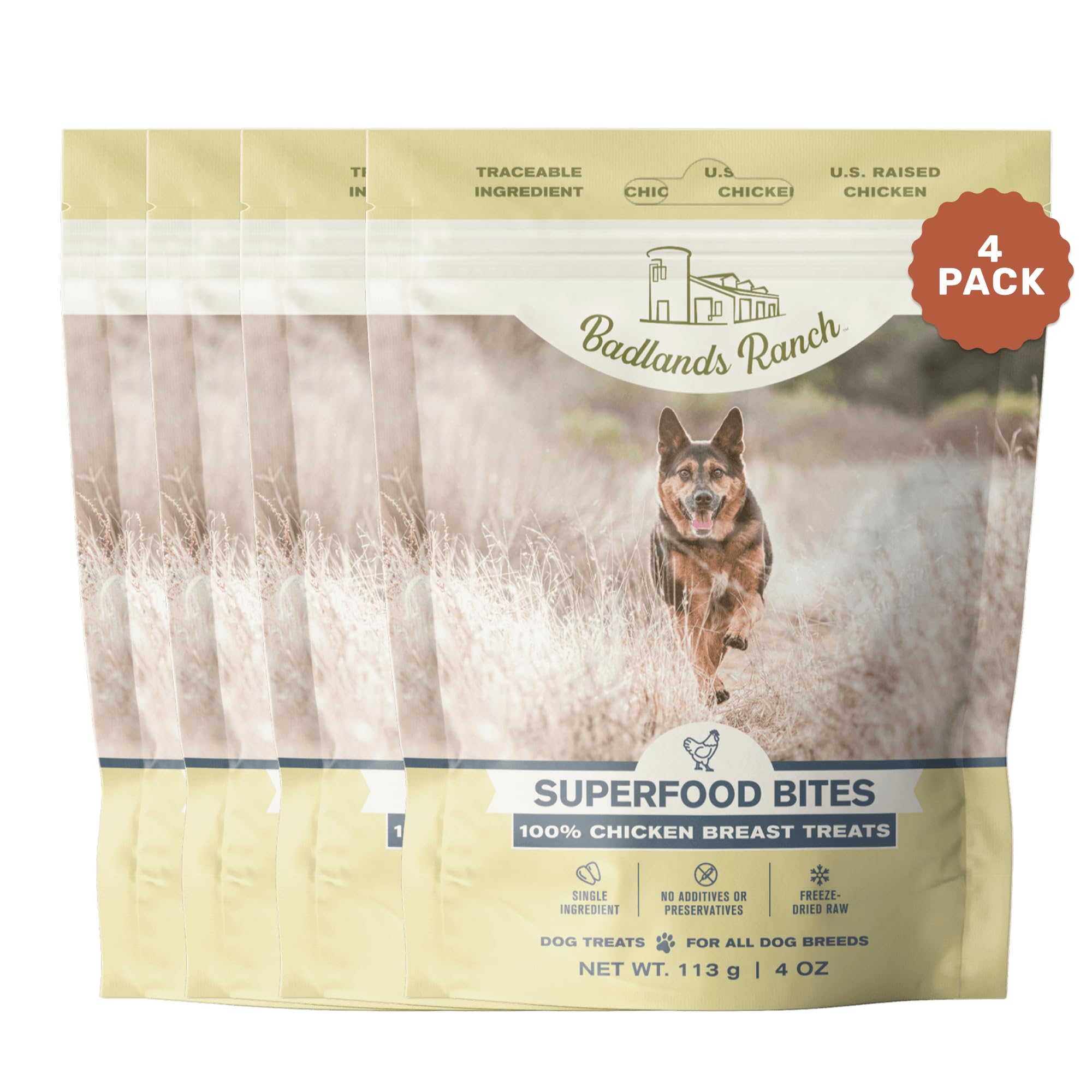 Badlands Ranch bocaditos pollo deshidratado en empaque 4oz, recompensa versátil