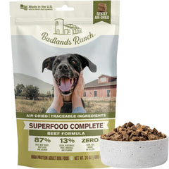 BADLANDS RANCH empacado en bolsa para perros, fácil de almacenar.