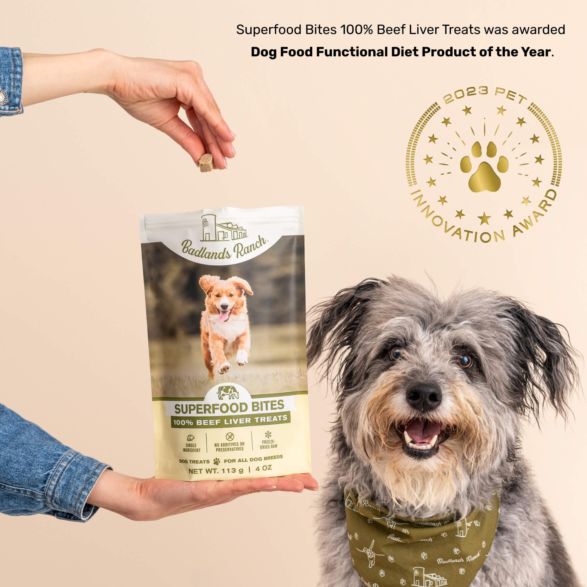 BADLANDS RANCH snack de entrenamiento para perros, recompensa sabrosa para sesiones.