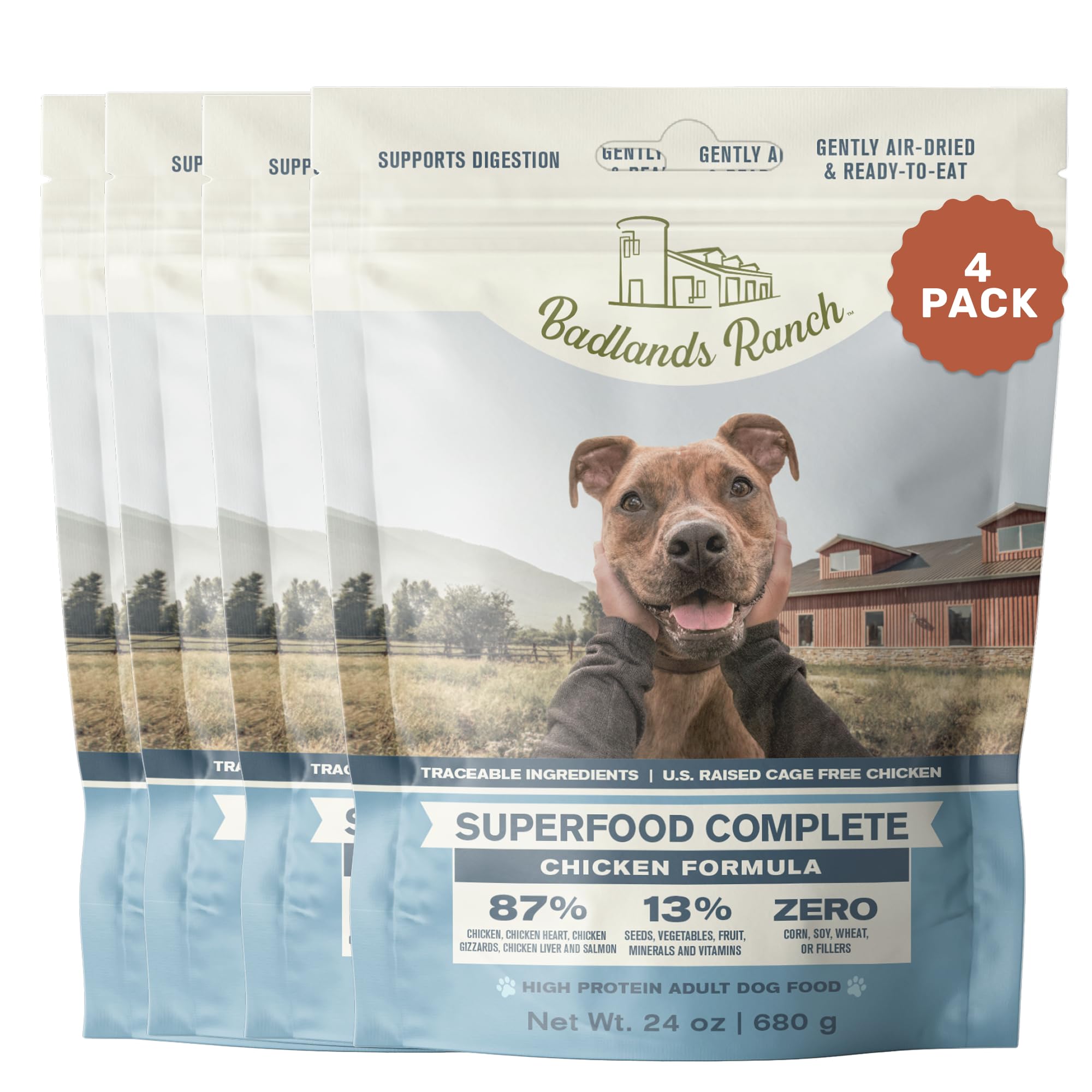 BADLANDS RANCH Superalimento completo con pollo, tazón de perro, nutrición diaria.