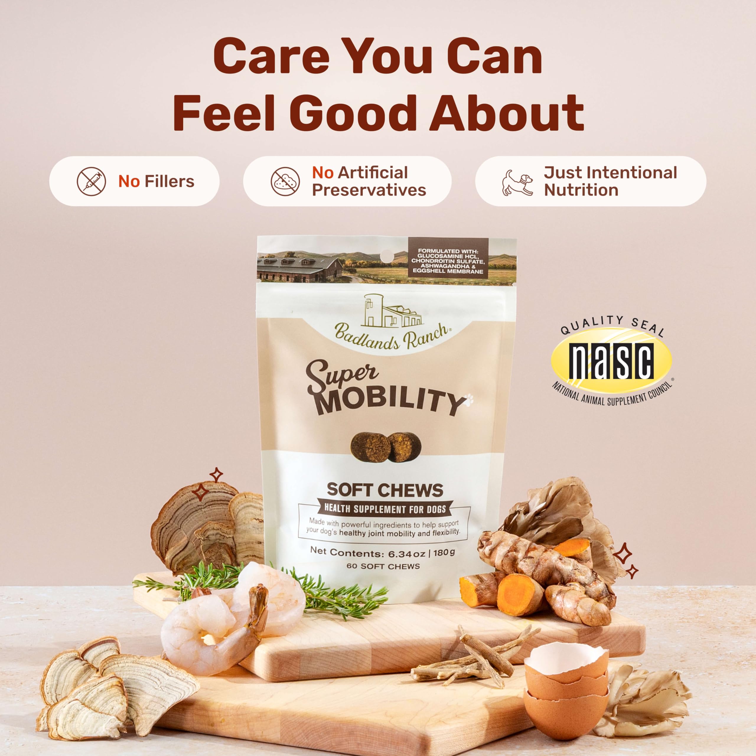 Badlands Ranch superalimento para perros con glucosamina y condroitina.