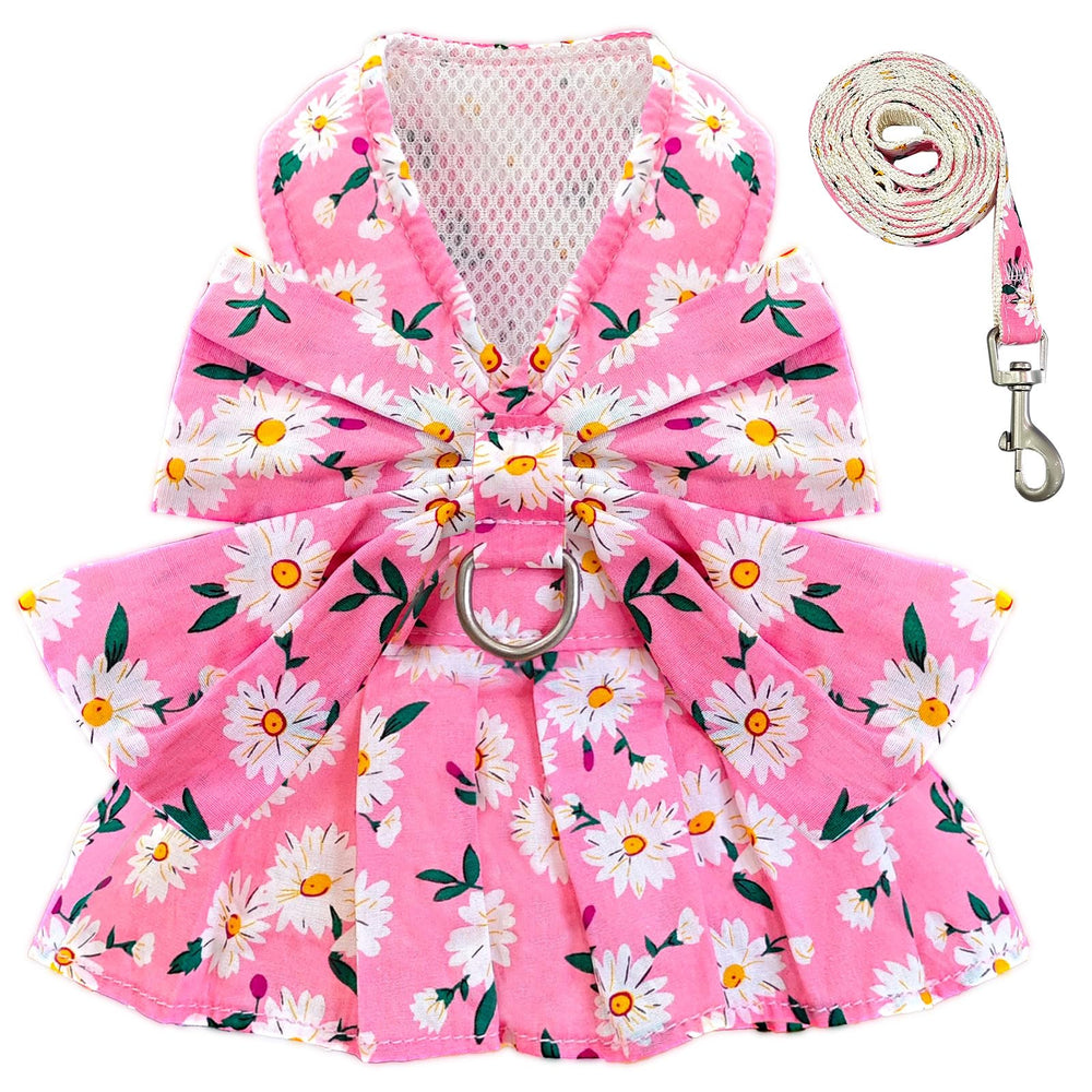 baejmjk Vestido para perro con lazo daisy rosado, ideal para paseos con estilo.