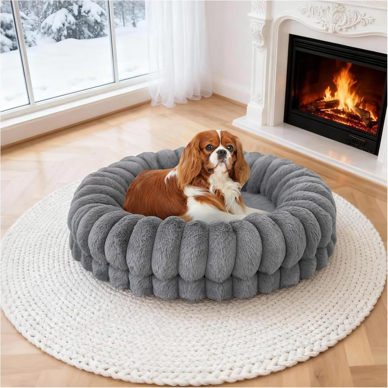 BALANCE cama donut 24 pulgadas para perros pequeños, descanso cómodo.