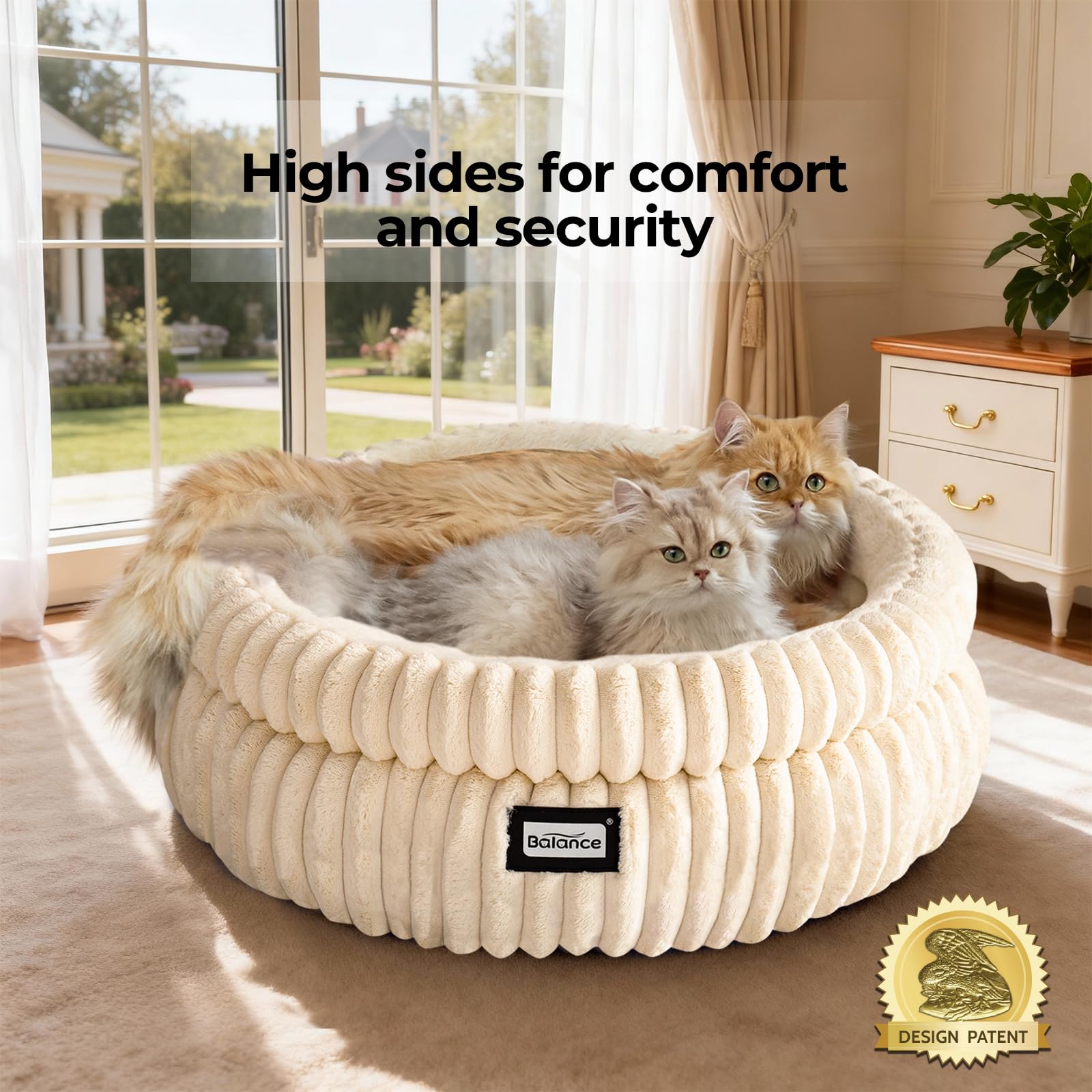 BALANCE Cama Gato: borde alto para soporte del cuello y la cabeza