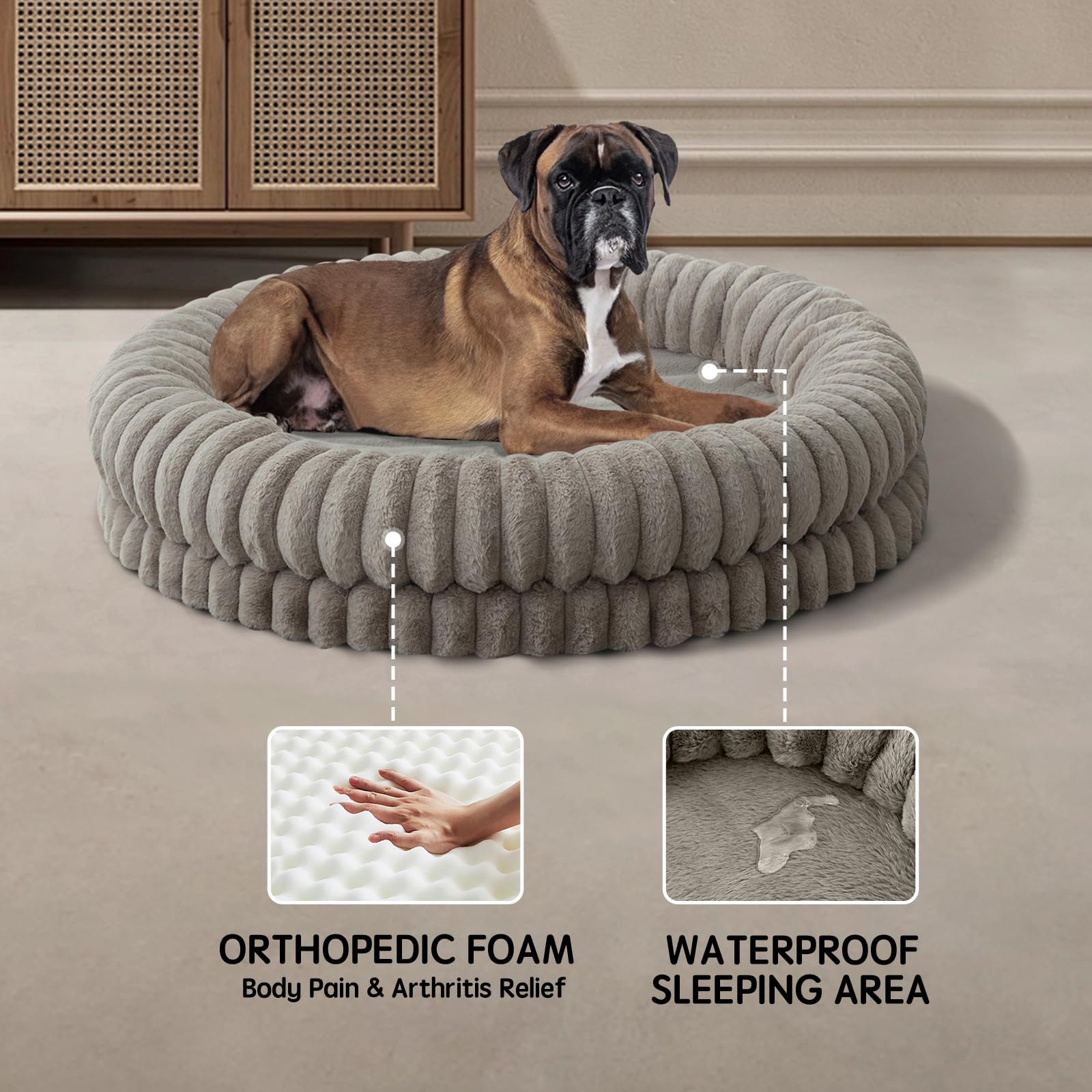 BALANCE cama donut con fondo antideslizante, seguridad en superficies.
