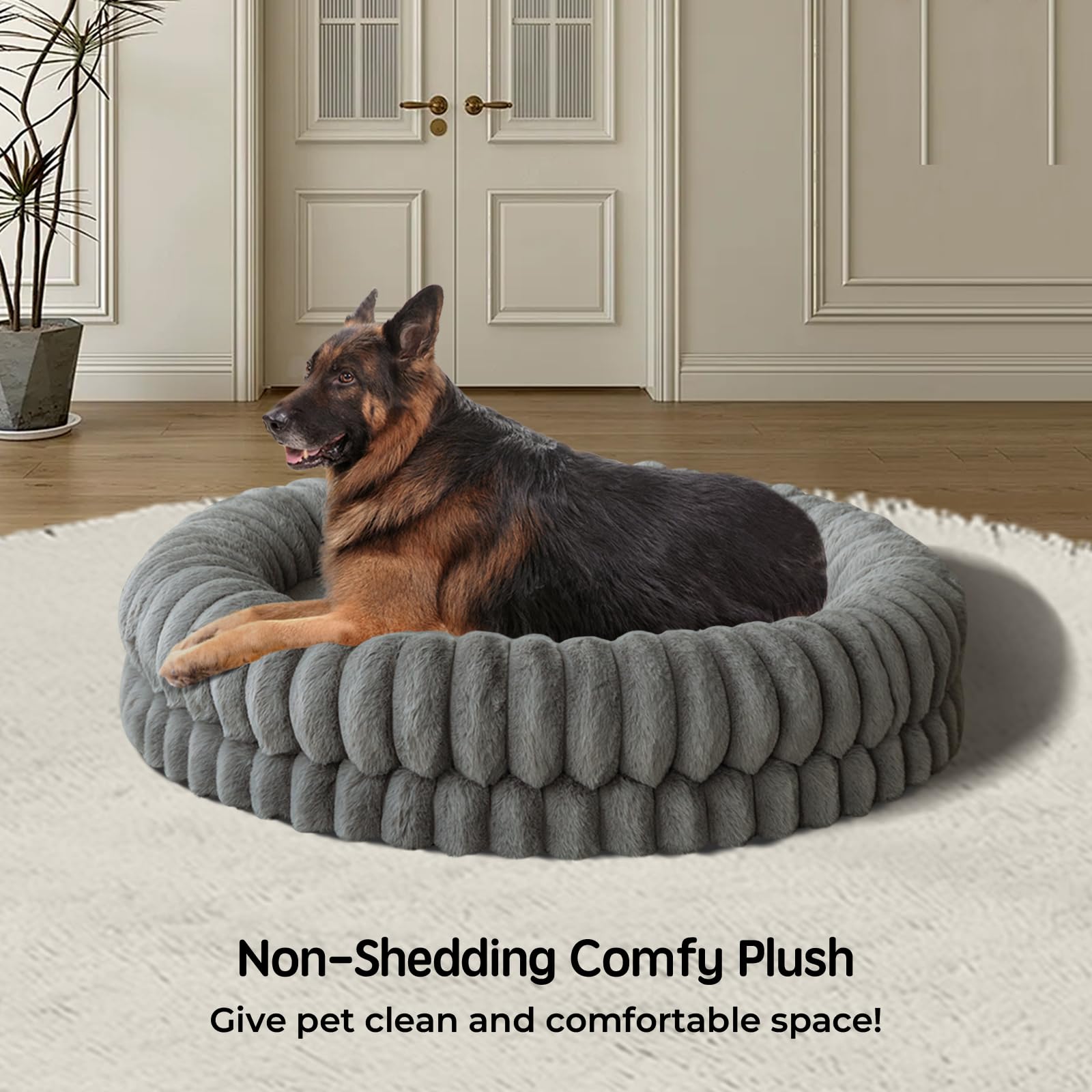 BALANCE Cama para perro gris antideslizante, ideal para suelos lisos.