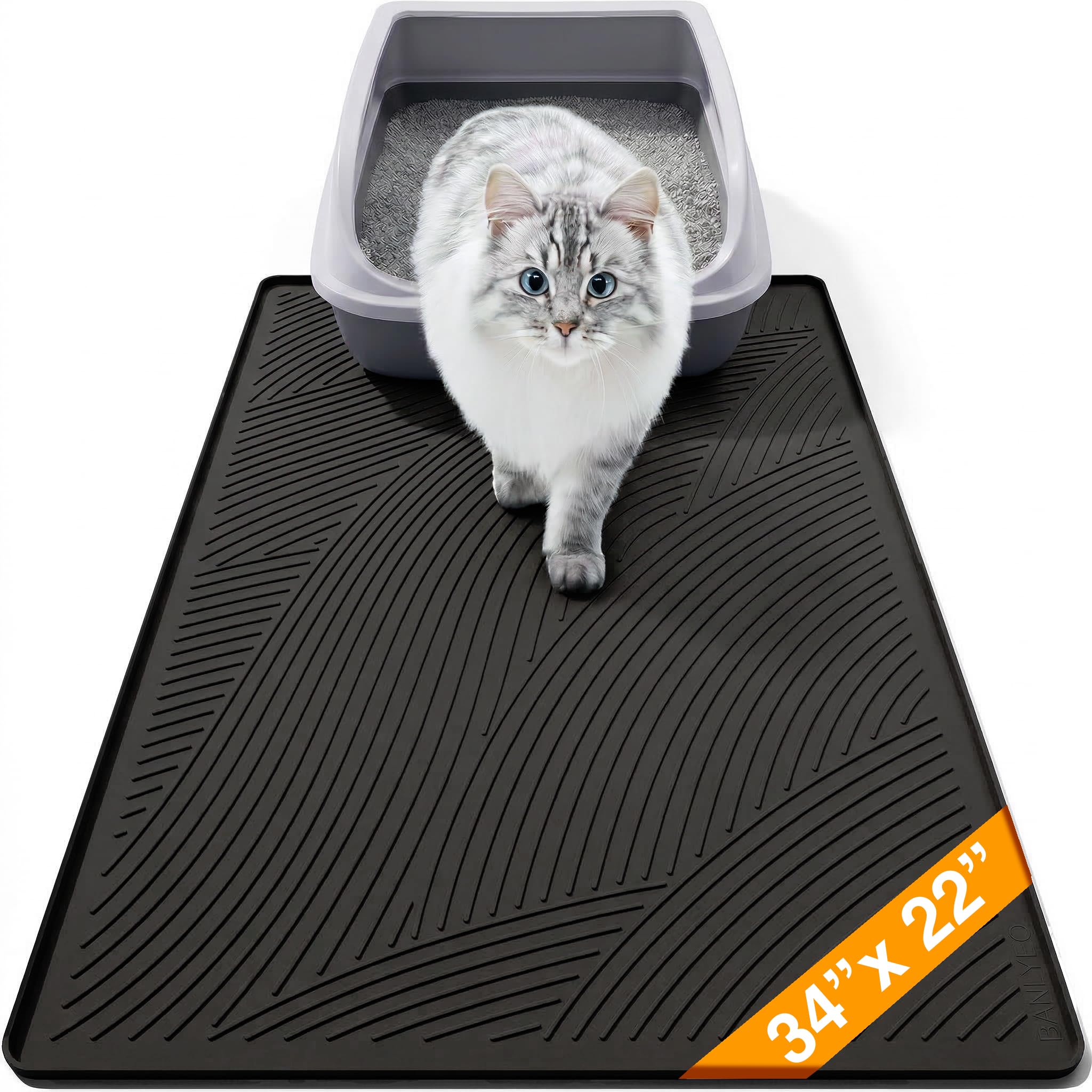 BANLYEO alfombrilla para caja de arena 34x22: captura la arena y protege el suelo