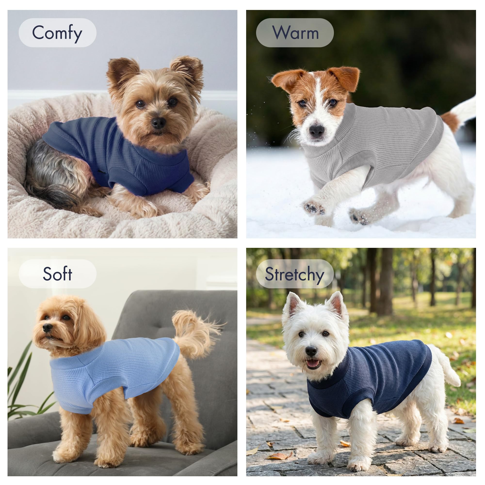 BAOBICUTE camiseta perro waffle textura, tejido suave para abrigo cálido