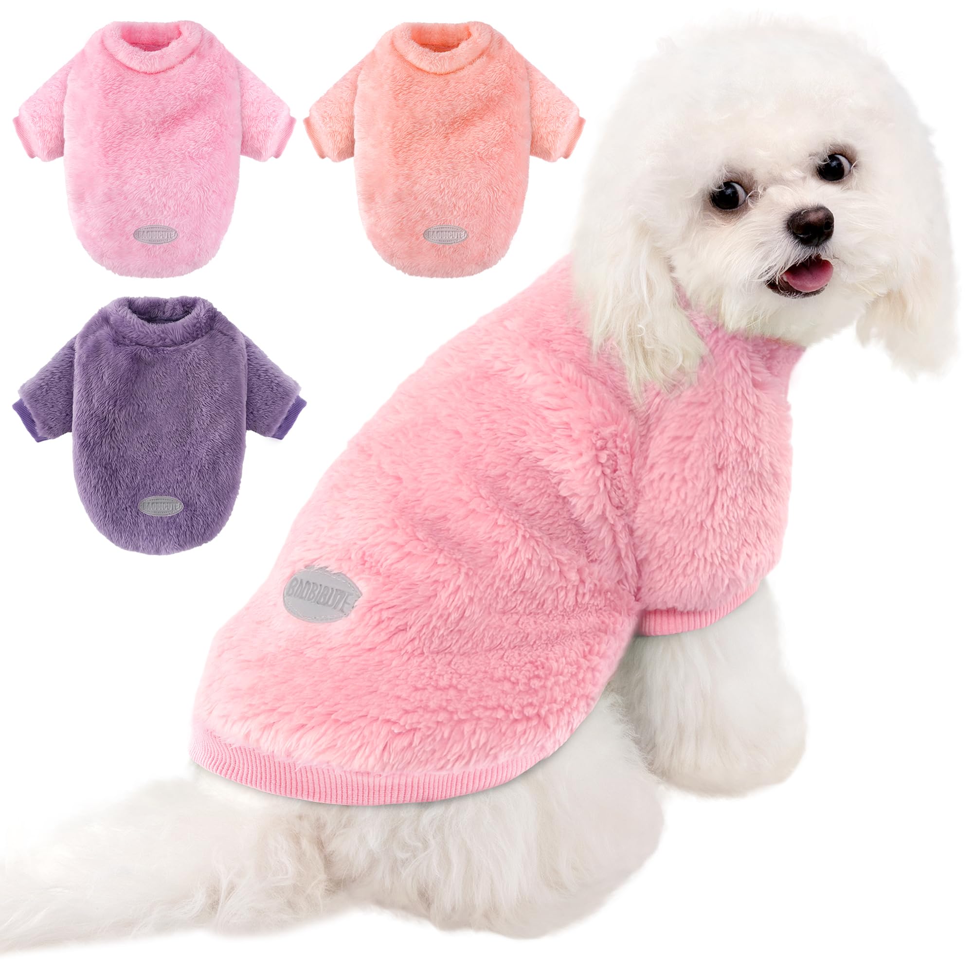 Baobicute pack 3 sudaderas para perros pequeños, frente; para paseos cálidos y seguros