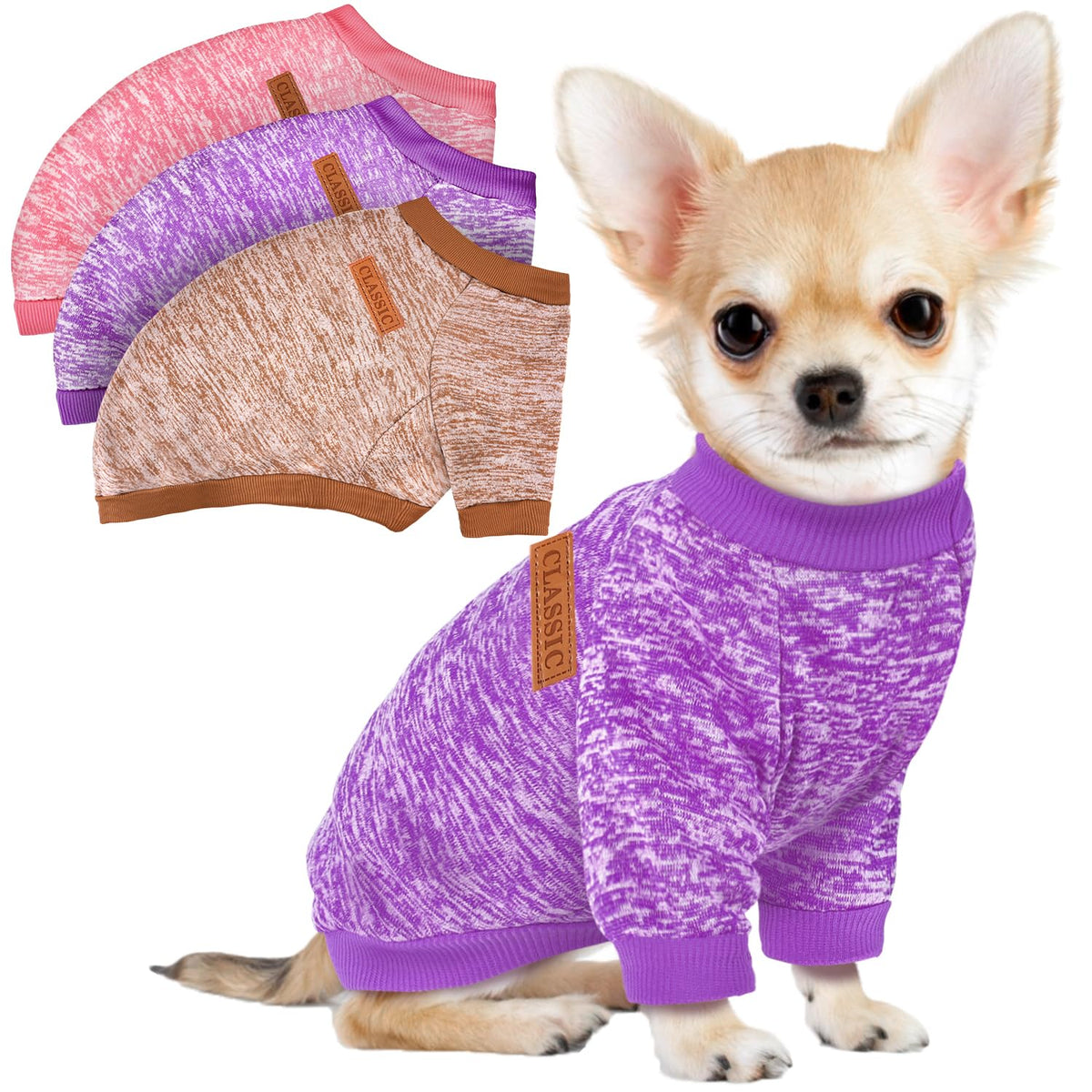 BAOBICUTE suéter para perro pequeño con diseño de trío, cálido para el invierno.