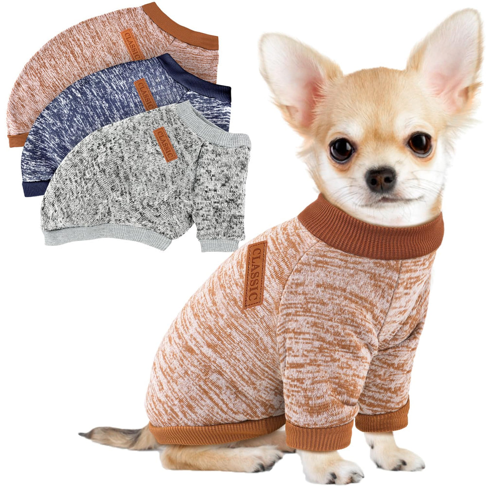 Baobicute trío de suéteres para perros pequeños, ideal para paseos fríos.